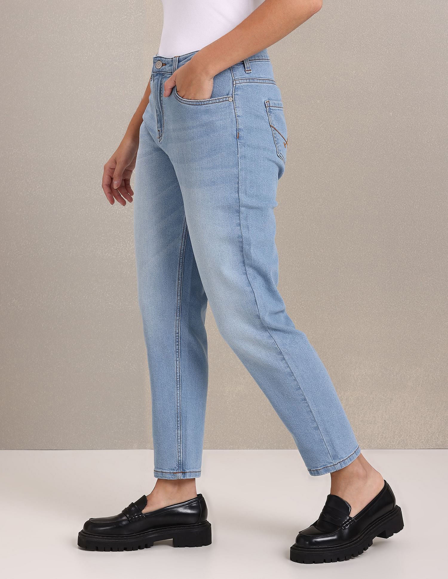 Stone Wash Mom Fit Jeans Light Blue - U.S. Polo Assn. India | Large