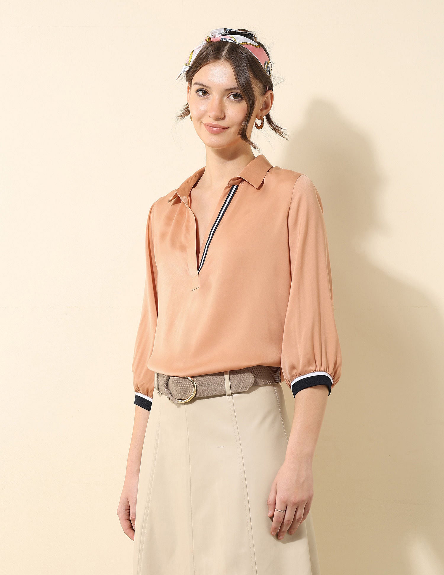 Satin Solid Shirt Peach - U.S. Polo Assn. India | Large
