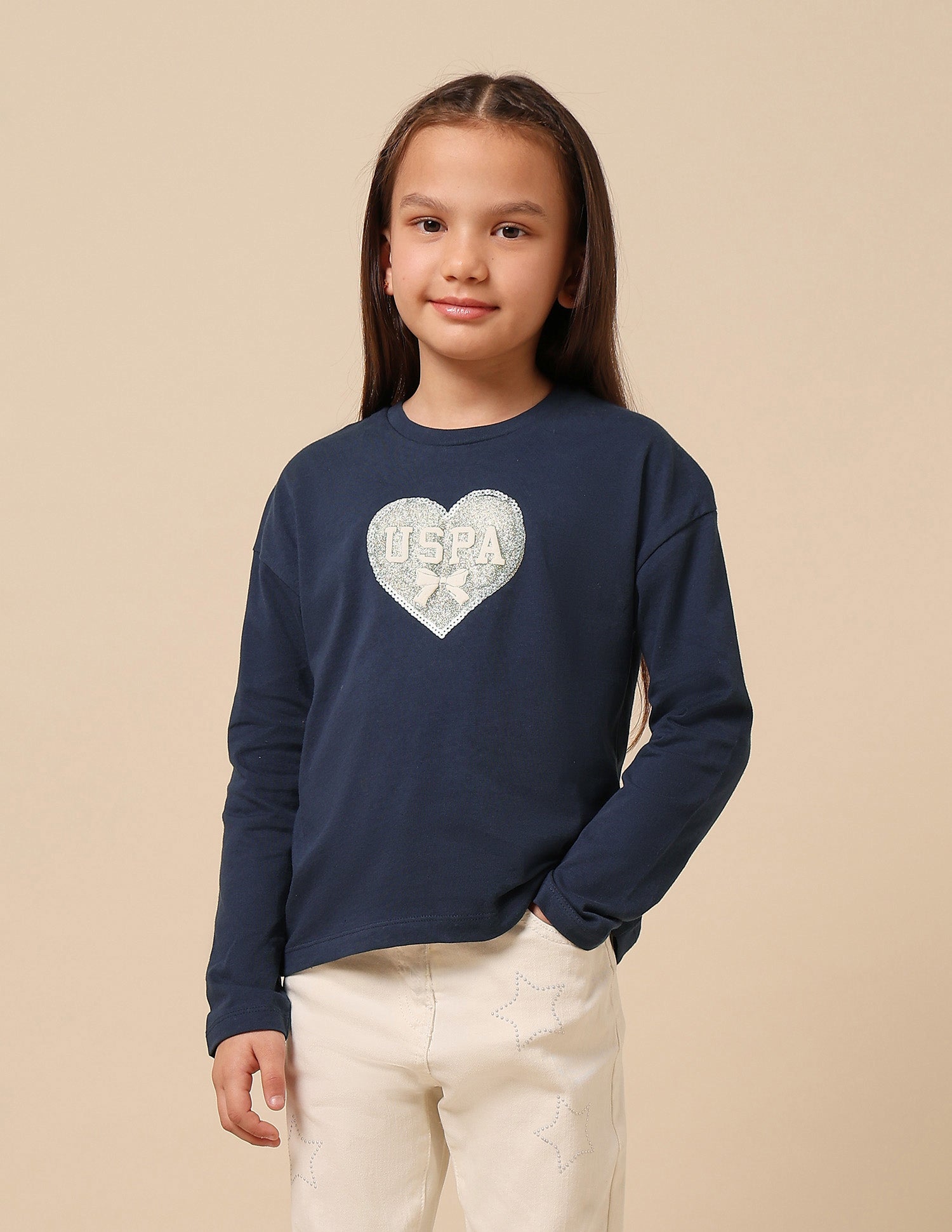 Girls Brand Printed Top Navy - U.S. POLO ASSN. | Large