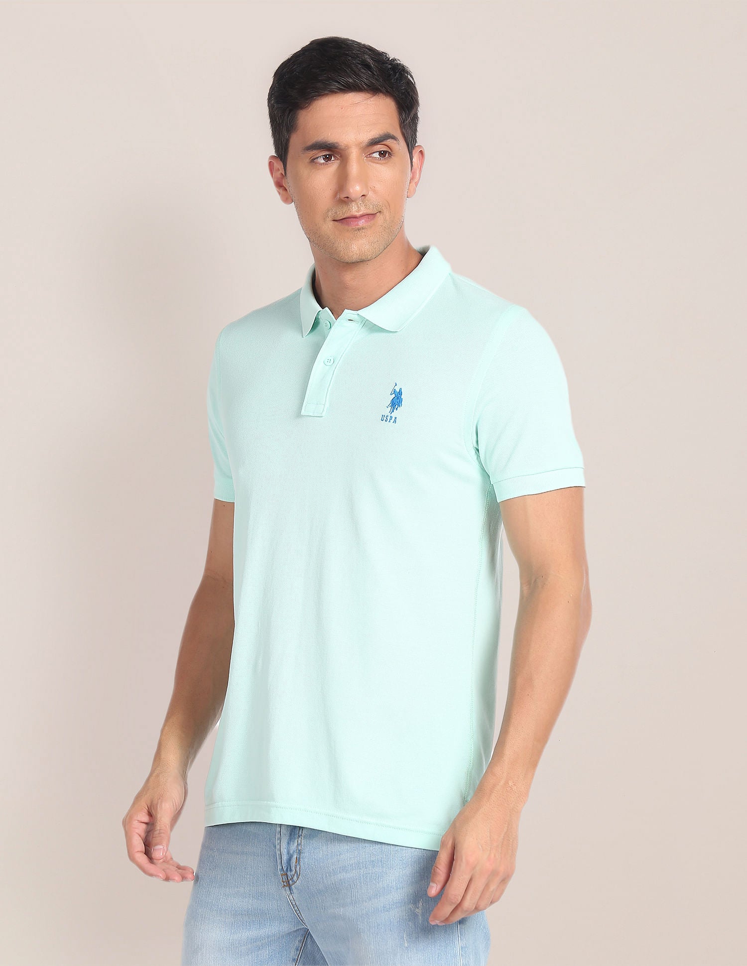 Solid Pique Polo Shirt Aqua - U.S. POLO ASSN. | Large
