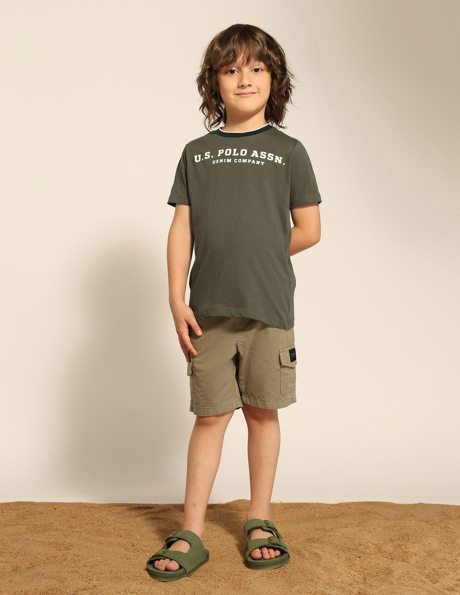 Boys Brand Embossed T-Shirt - Pack Of 2 Olive and Black - U.S. POLO ASSN. | Large