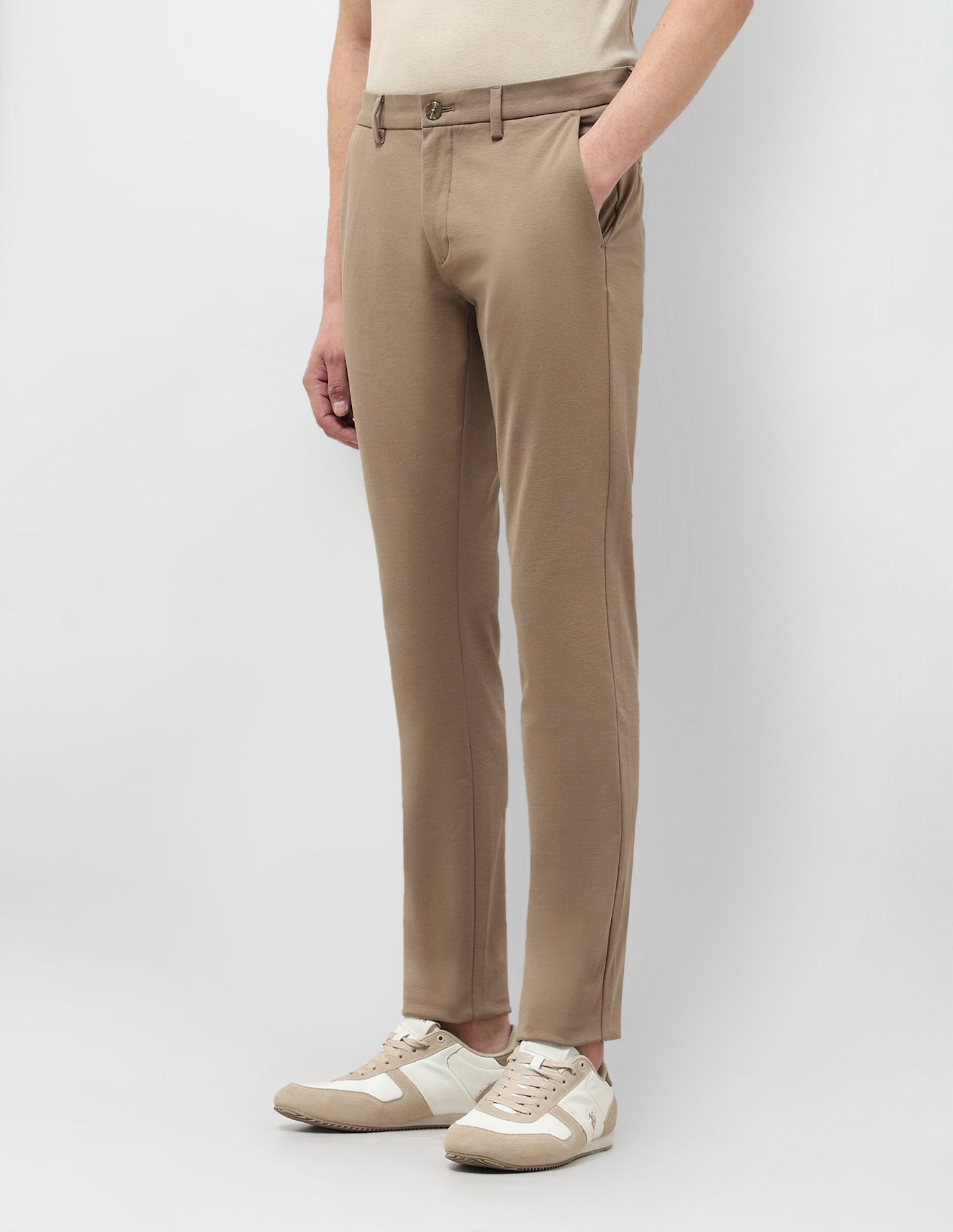 Satin Slim Fit Trousers Khaki - U.S. Polo Assn. India | Large