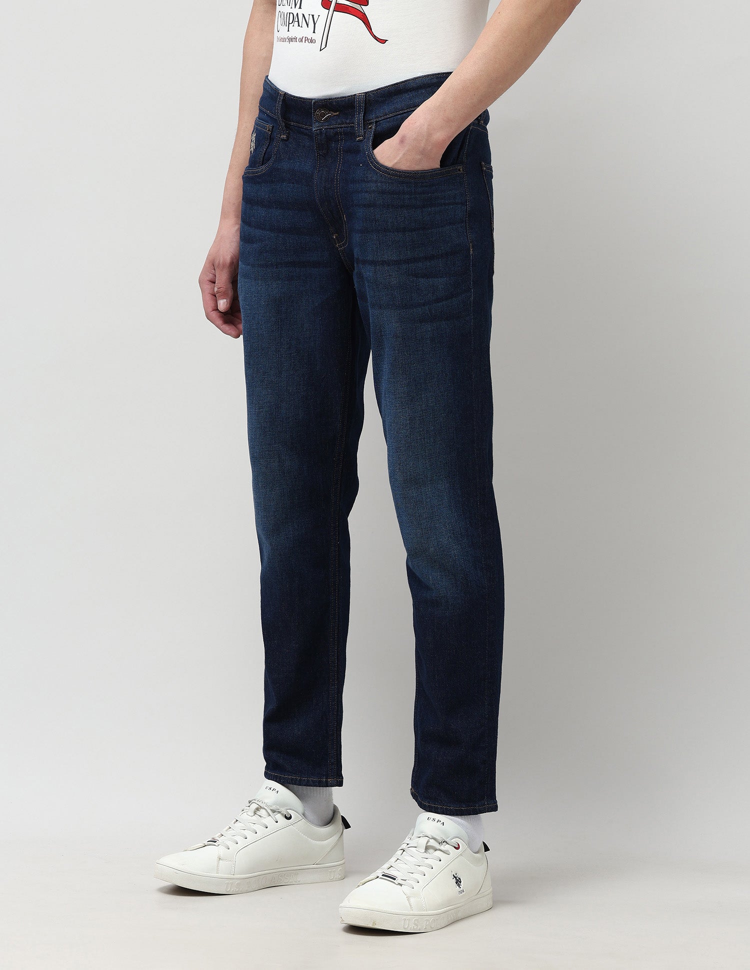 Cole Comfort Cropped Fit Blue Jeans Dark Wash - U.S. POLO ASSN. | Large