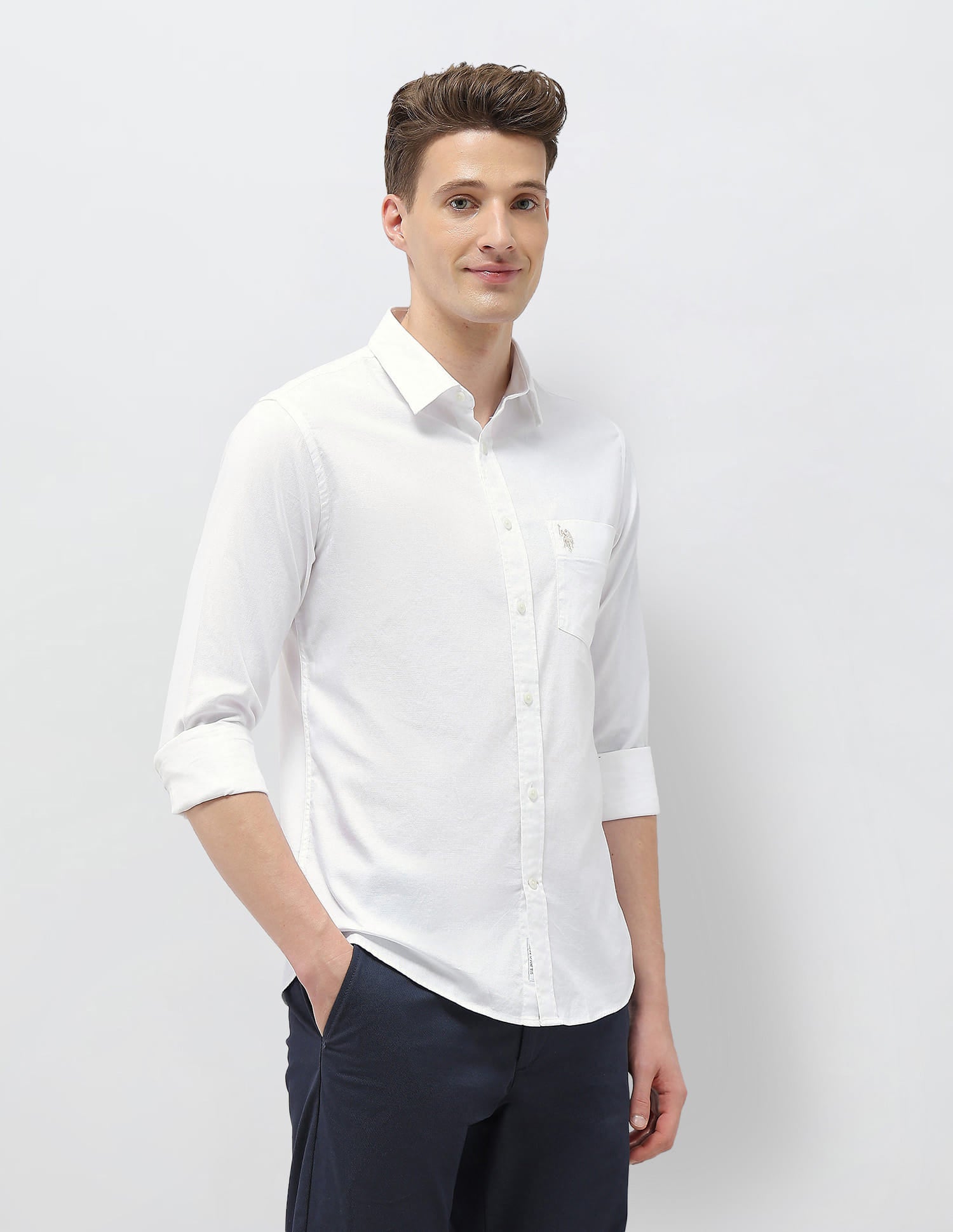 New Port Marina Regular Fit Shirt White - U.S. Polo Assn. India | Large