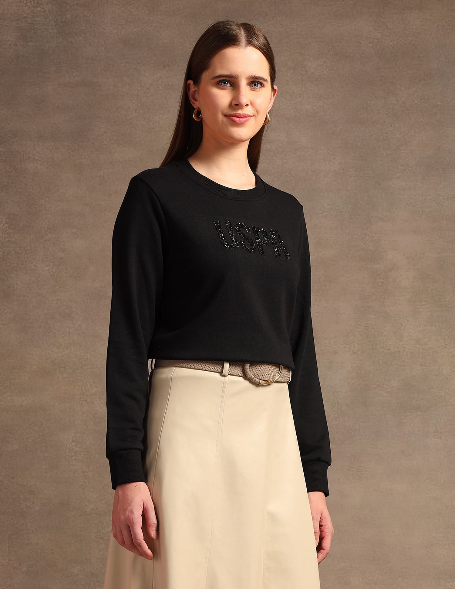 Drop Shoulder Appliqued Sweatshirt Black - U.S. POLO ASSN. | Large