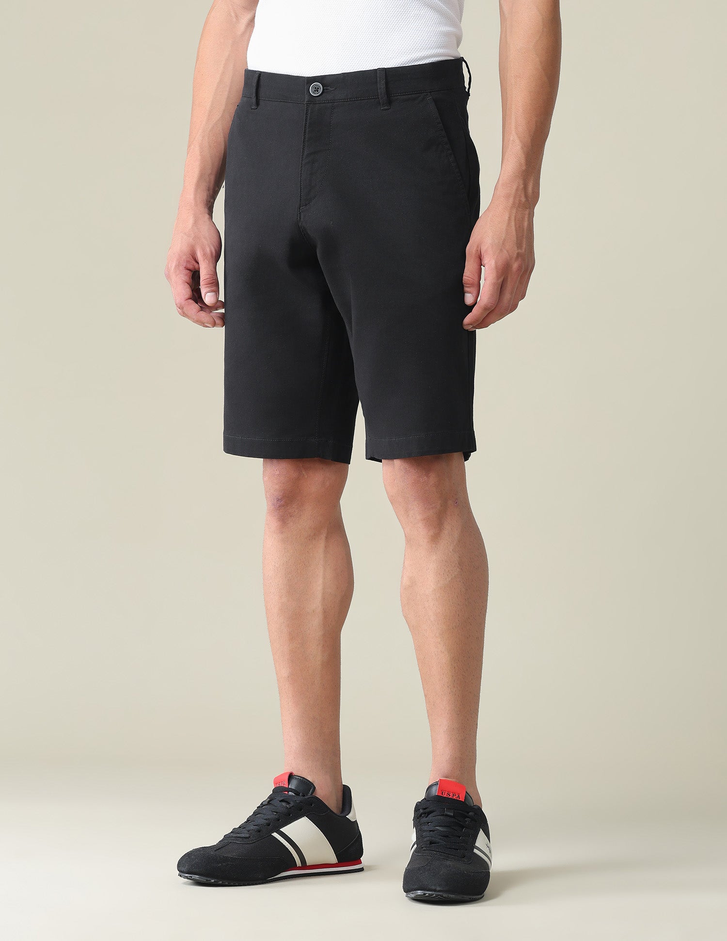 Mid Rise Solid Slim Fit Shorts Black - U.S. POLO ASSN. | Large