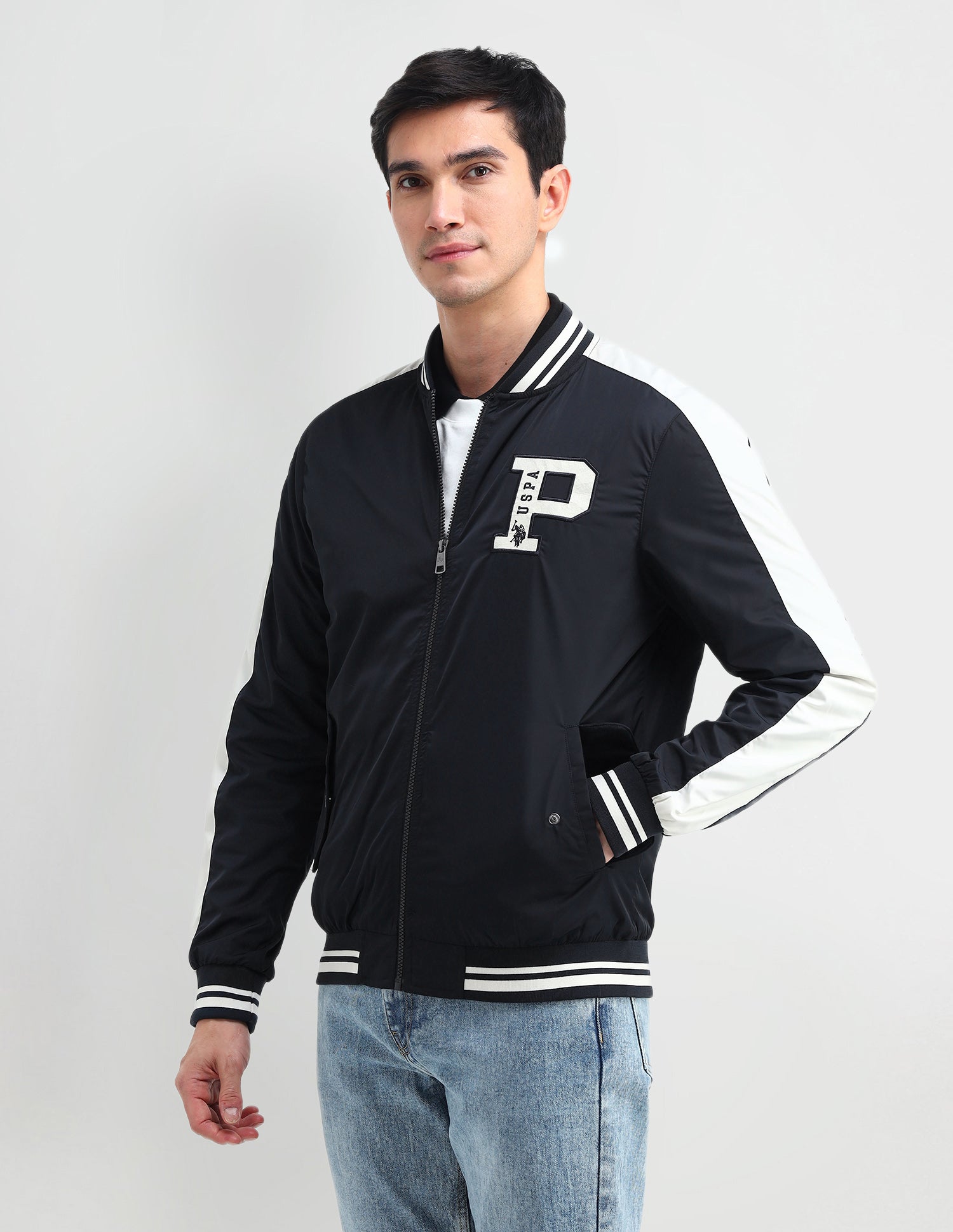 Brand Printed Regular Fit Jacket Navy - U.S. POLO ASSN. | Large