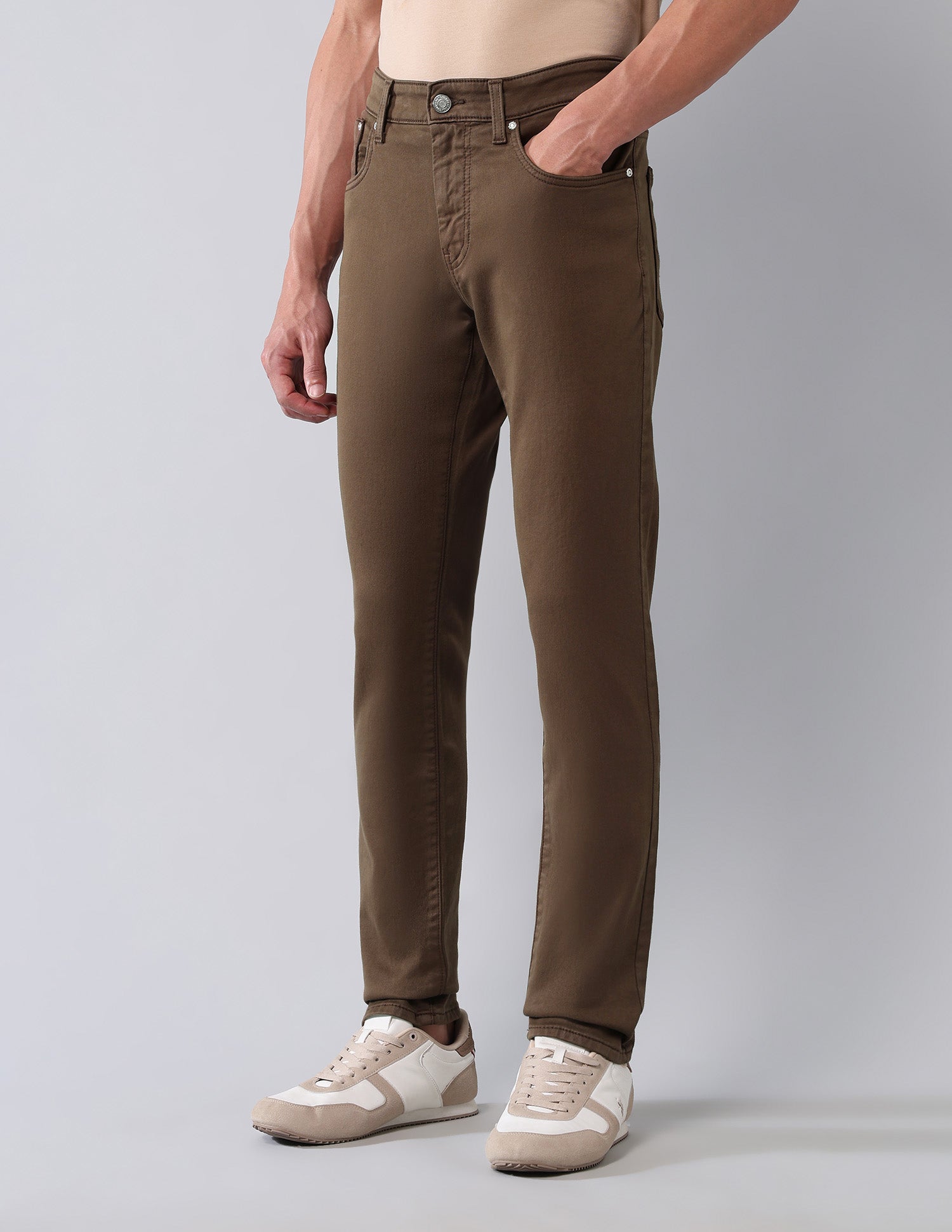 Brandon Slim Tapered Fit Brown Jeans Brown - U.S. Polo Assn. India | Large