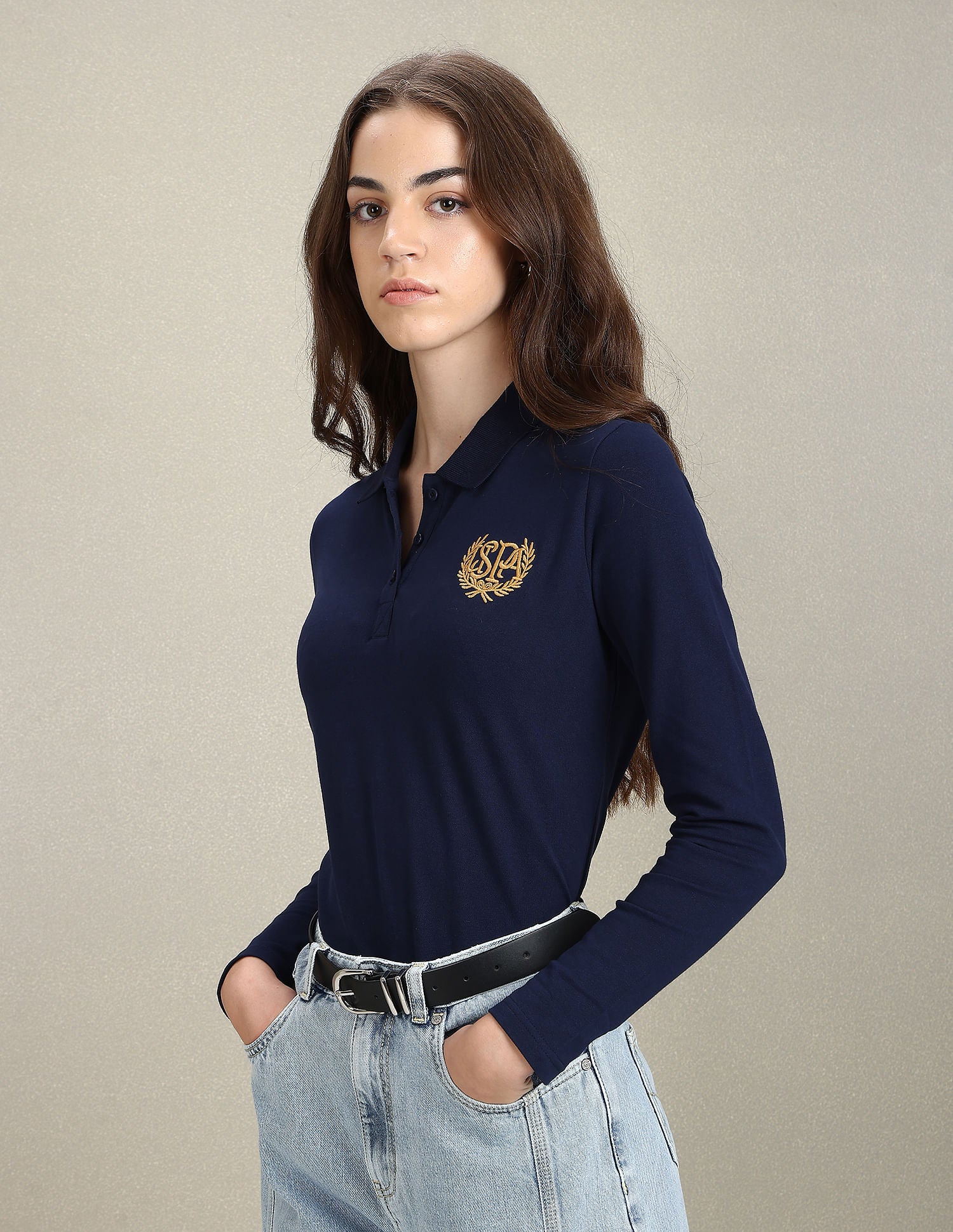 Gold Crest Slim Polo Shirt Navy - U.S. POLO ASSN. | Large