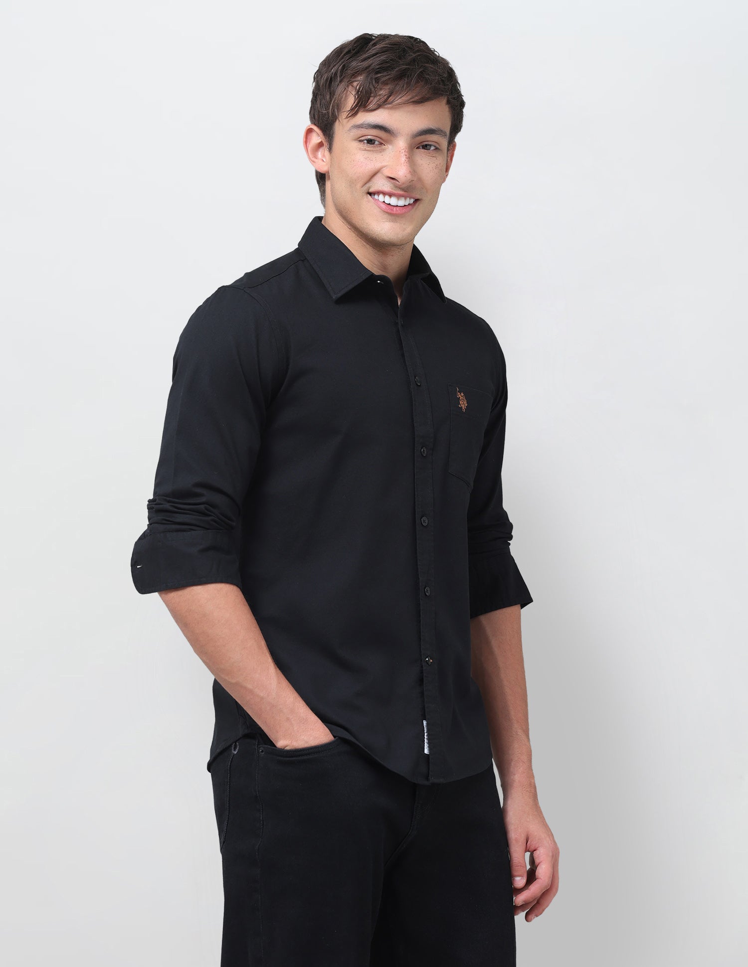 Tailored Fit Oxford Shirt Black - U.S. Polo Assn. India | Large