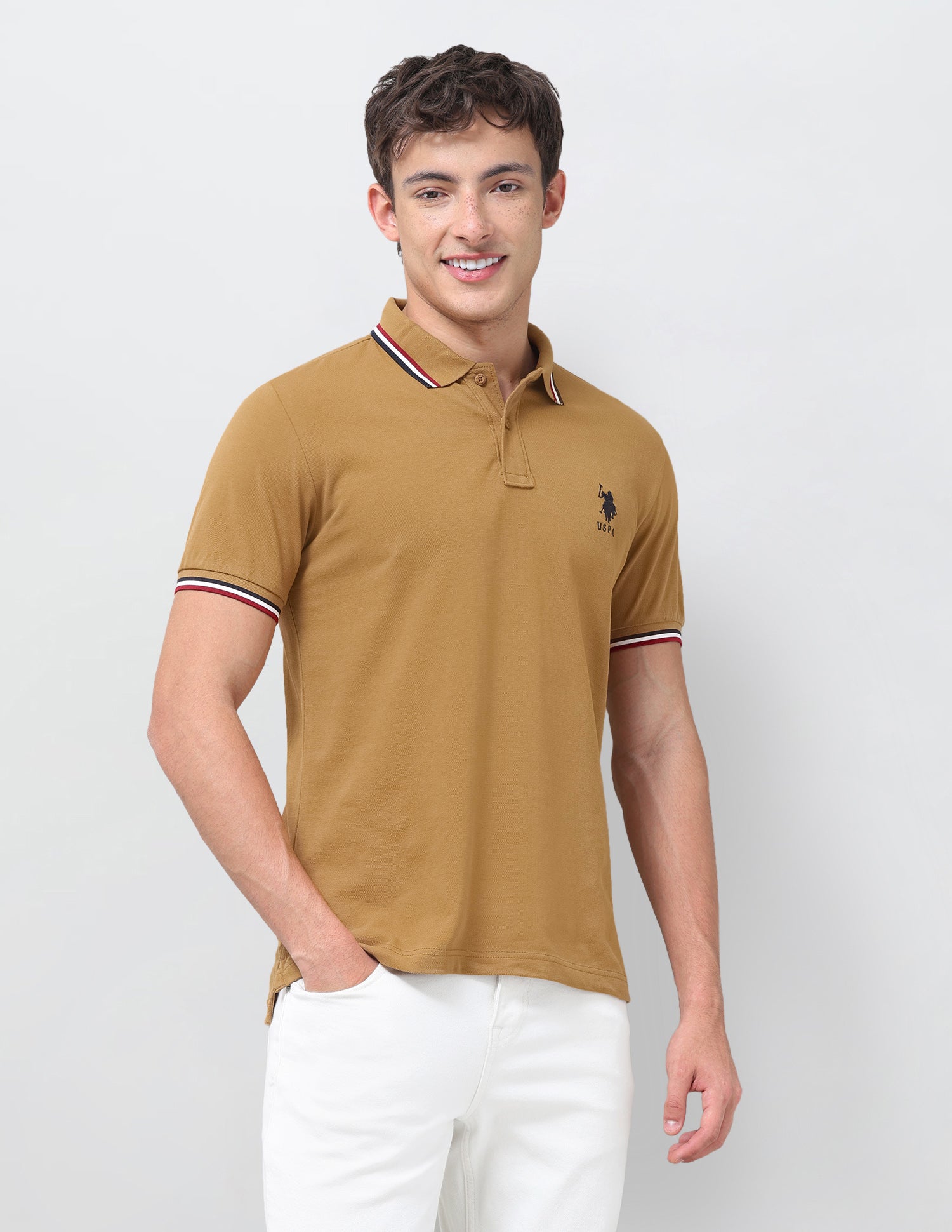 Solid Regular Fit Polo Shirt Mustard - U.S. Polo Assn. India | Large