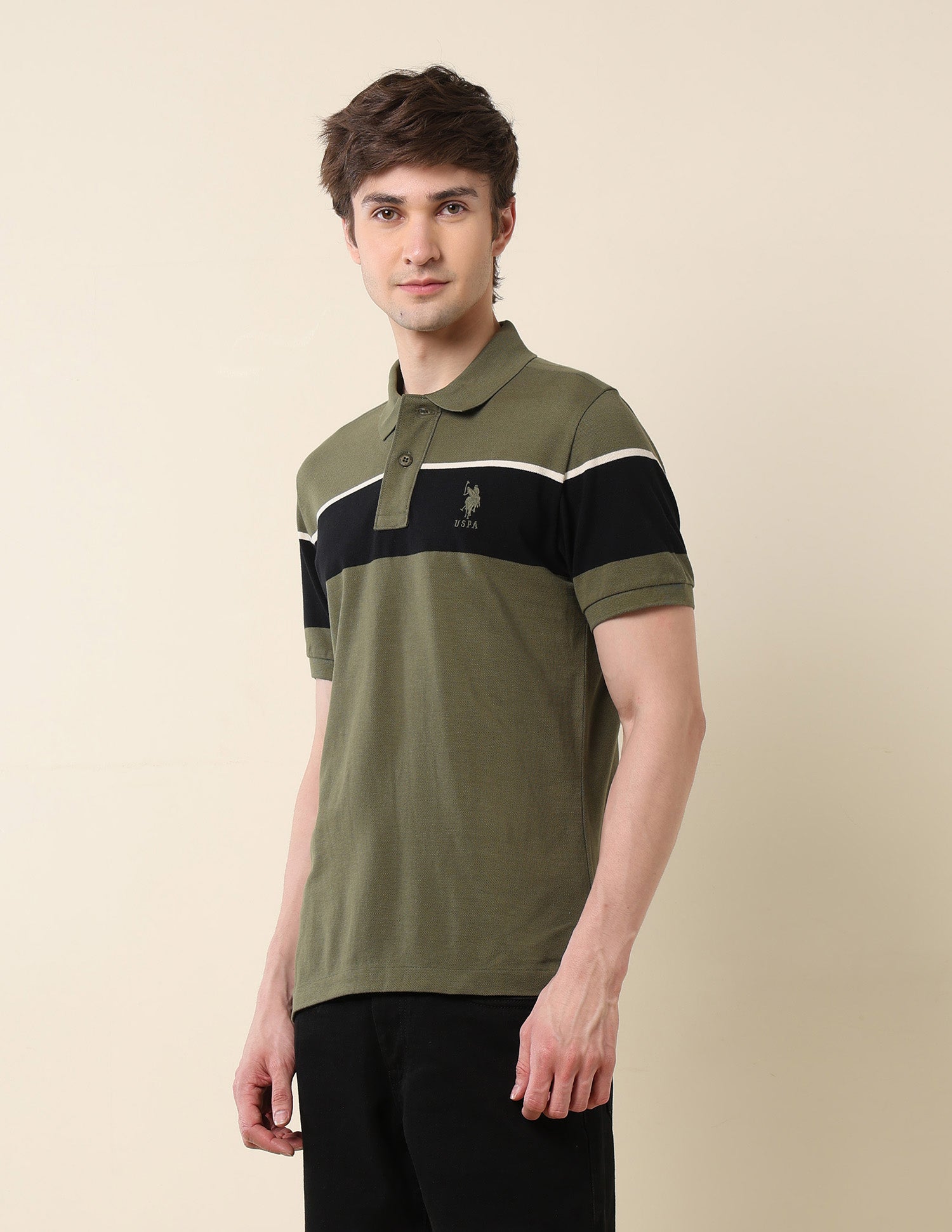 Colourblocked Classic Polo Shirt Olive - U.S. POLO ASSN. | Large