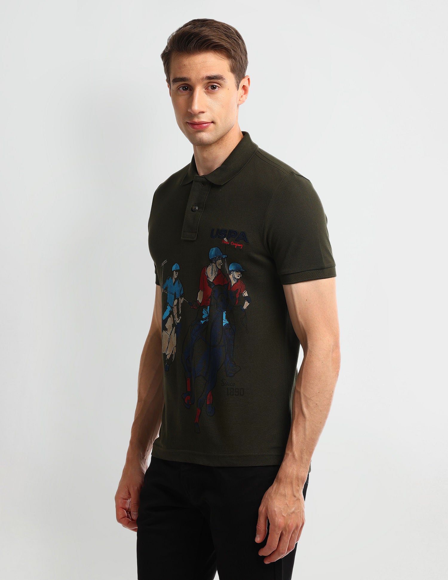 Muscle Fit Graphic Polo Shirt Green - U.S. POLO ASSN. | Large