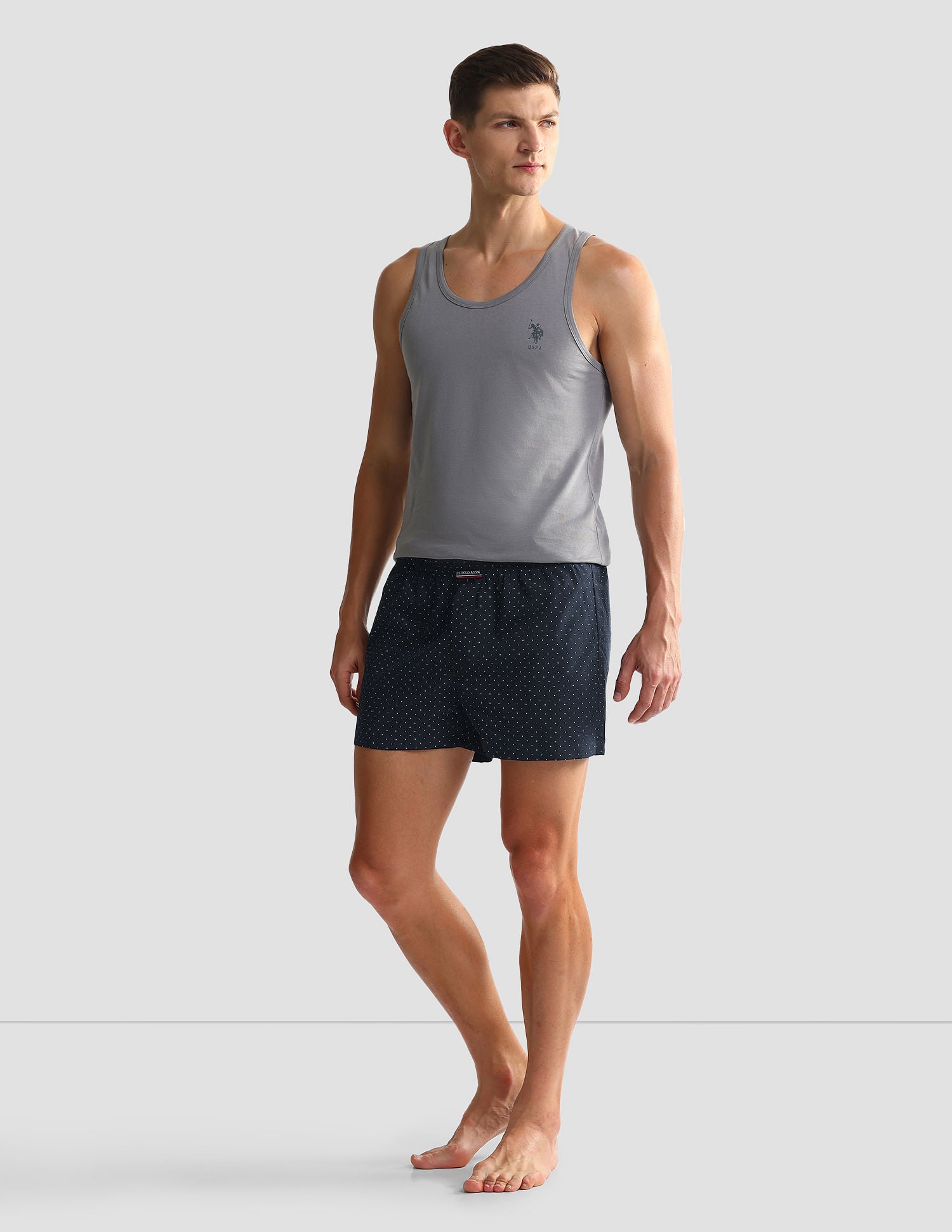 Mid Rise Solid OEX05 Shorts - Pack Of 2 Polka Dot Navy And Navy - U.S. POLO ASSN. | Large