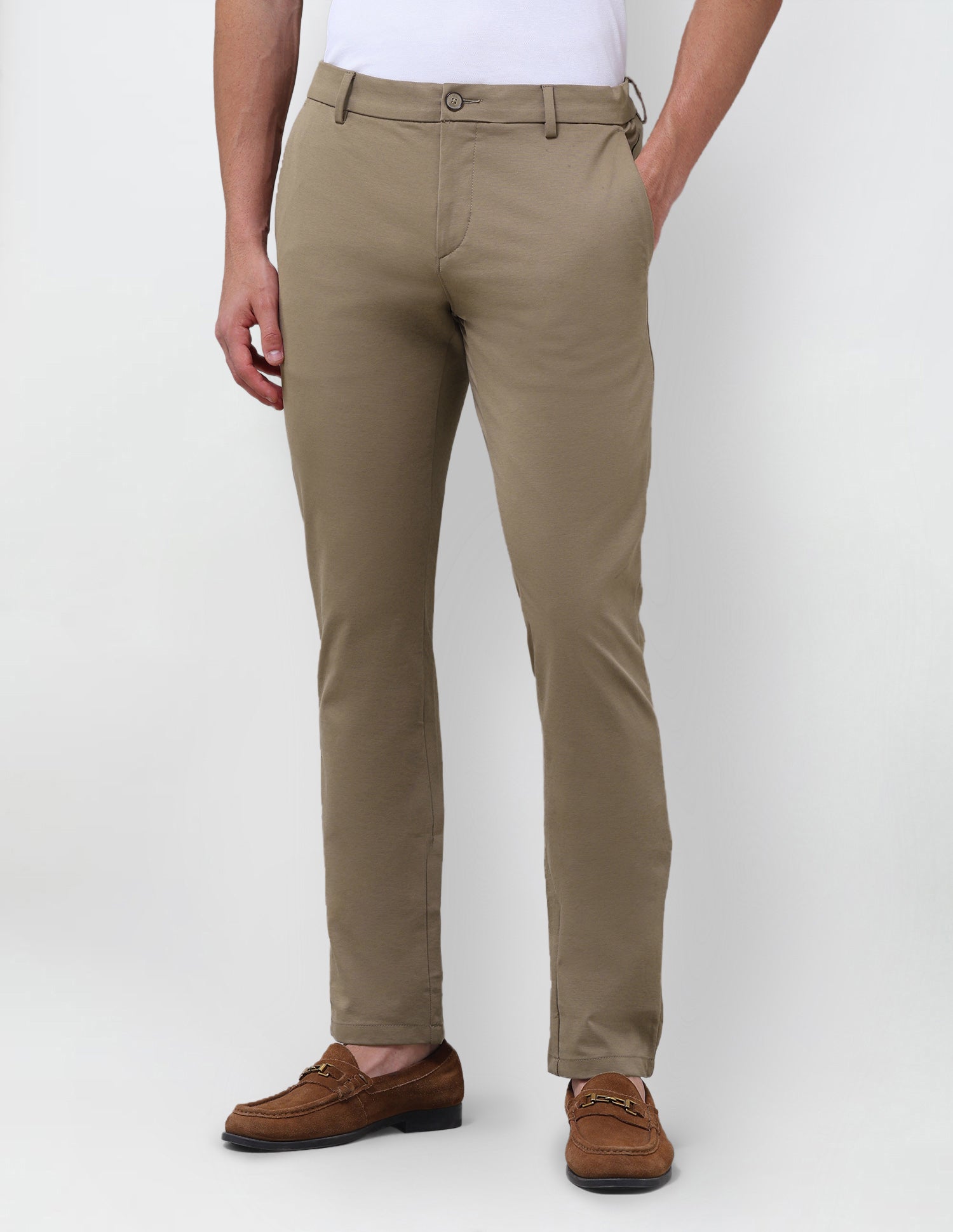 Denver Slim Fit Satin Trousers Khaki - U.S. Polo Assn. India | Large