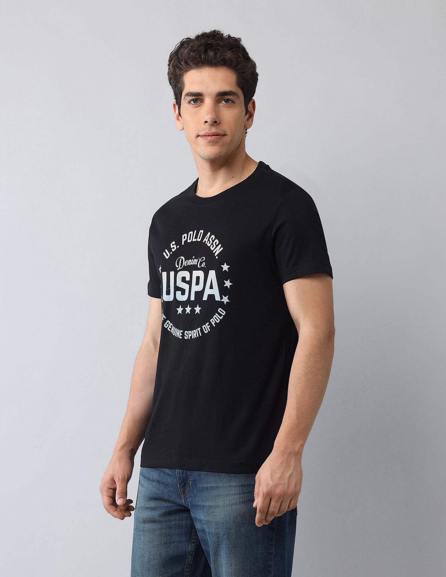 Muscle Fit Brand Printed T-Shirt Black - U.S. Polo Assn. India | Large