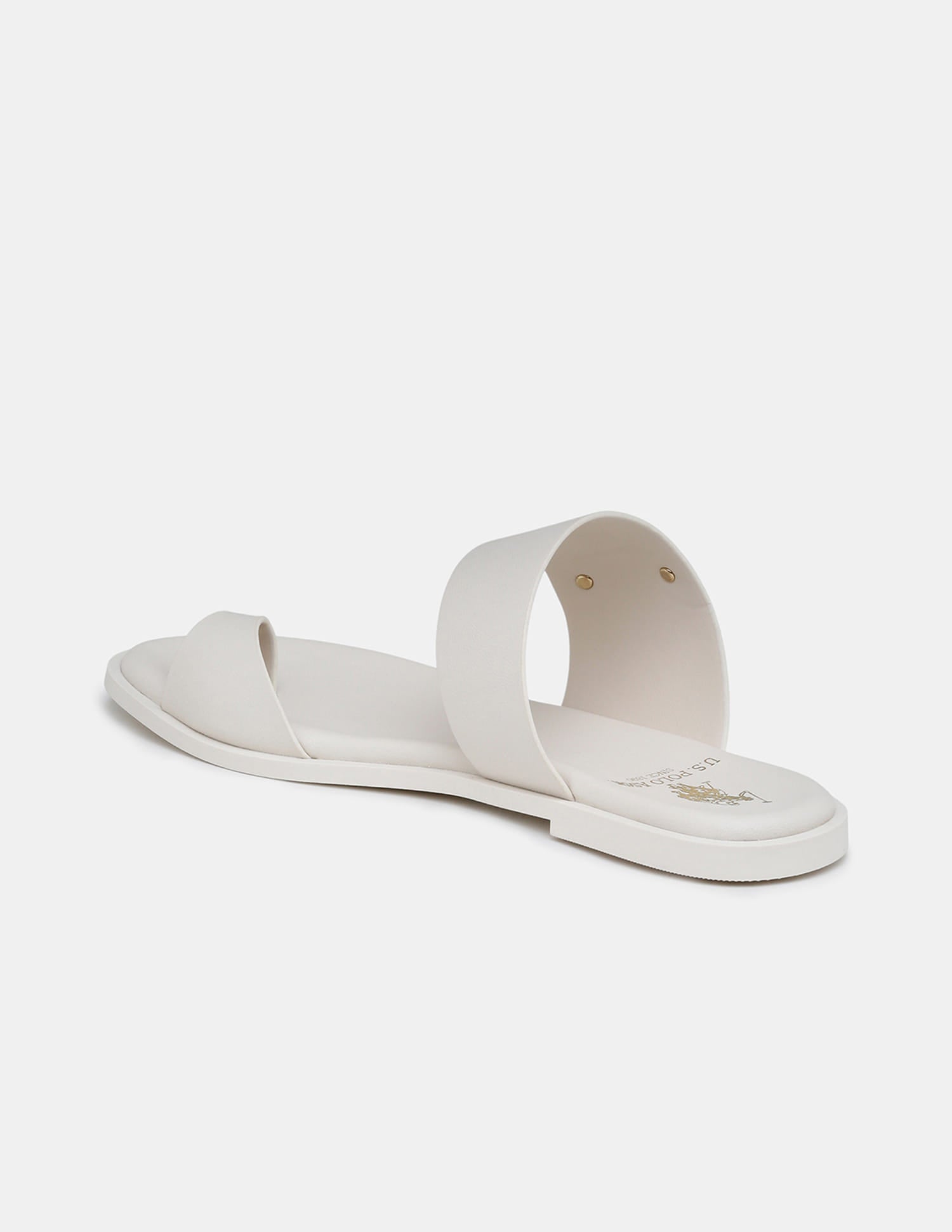 Women Slip On Astrel Sandals with Gold Hardware Off White - U.S. Polo Assn. India | Large