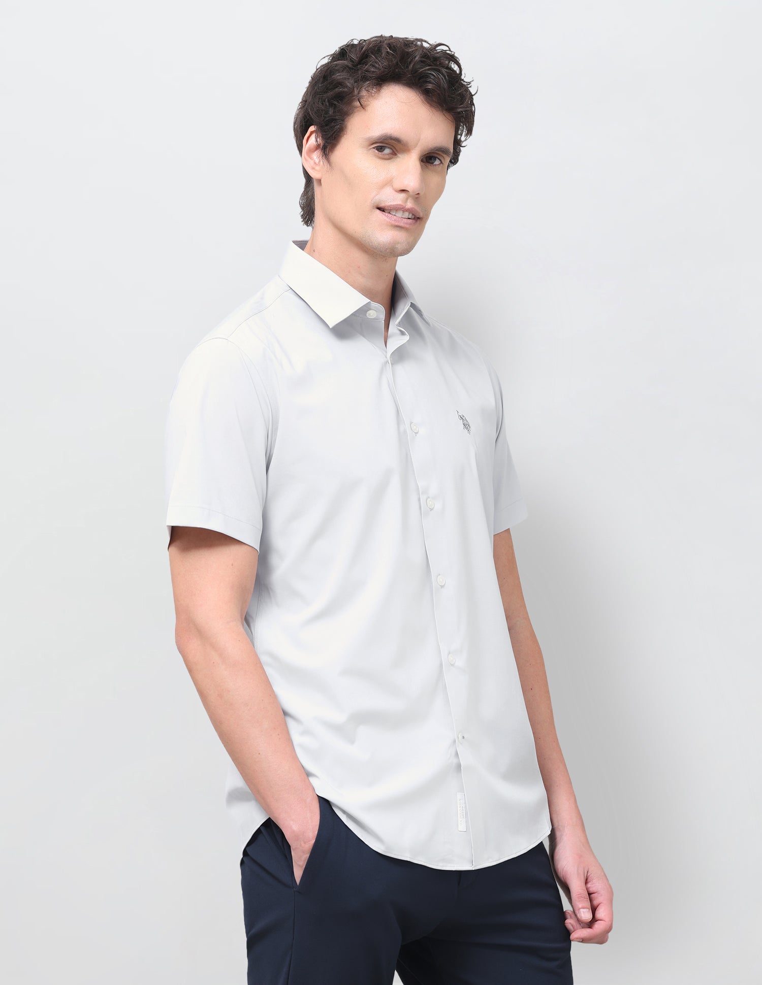 Solid Regular Fit Shirt Grey - U.S. Polo Assn. India | Large