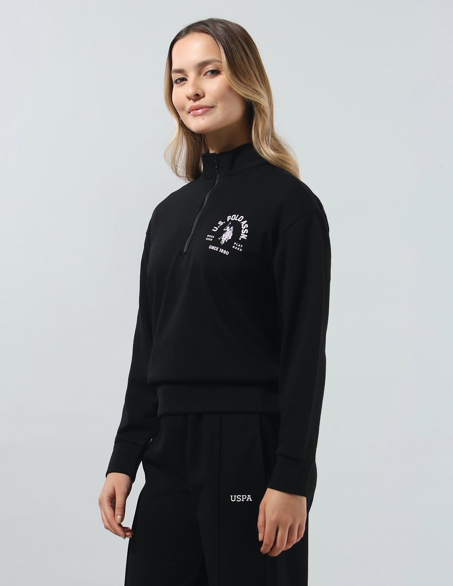 Solid Regular Fit Sweatshirt Black - U.S. Polo Assn. India | Large