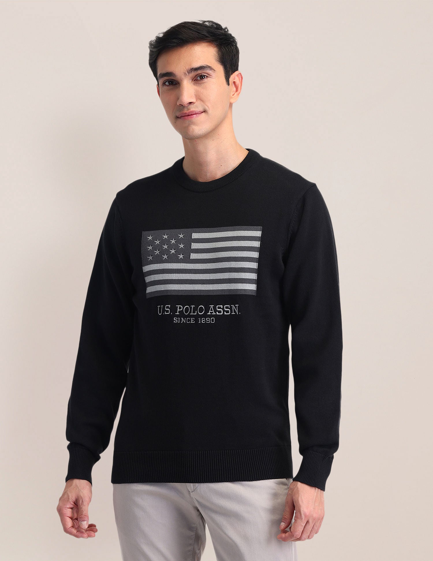 Regular Fit Logo Sweater Charcoal - U.S. Polo Assn. India | Large