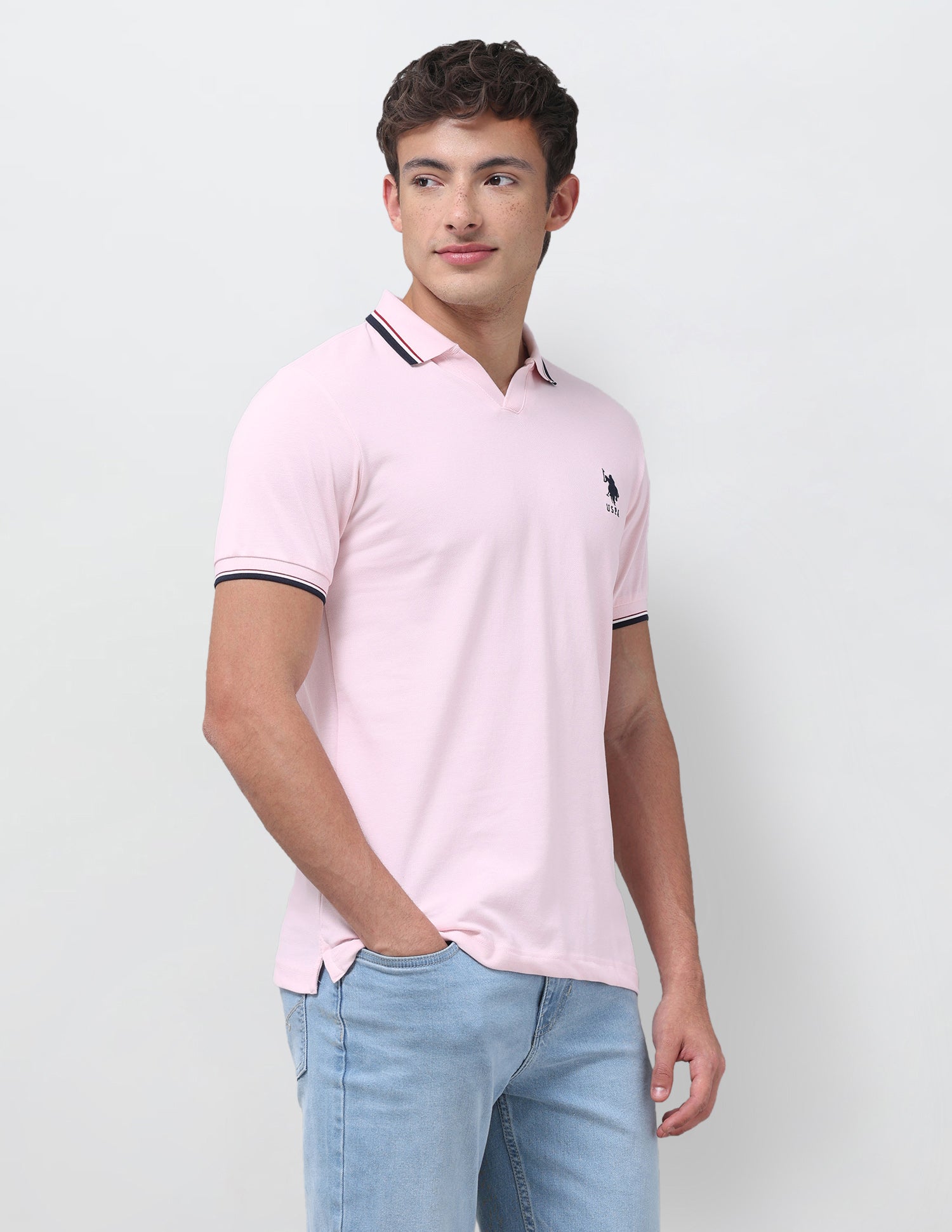 Solid Relaxed Fit Polo Shirt Light Pink - U.S. Polo Assn. India | Large