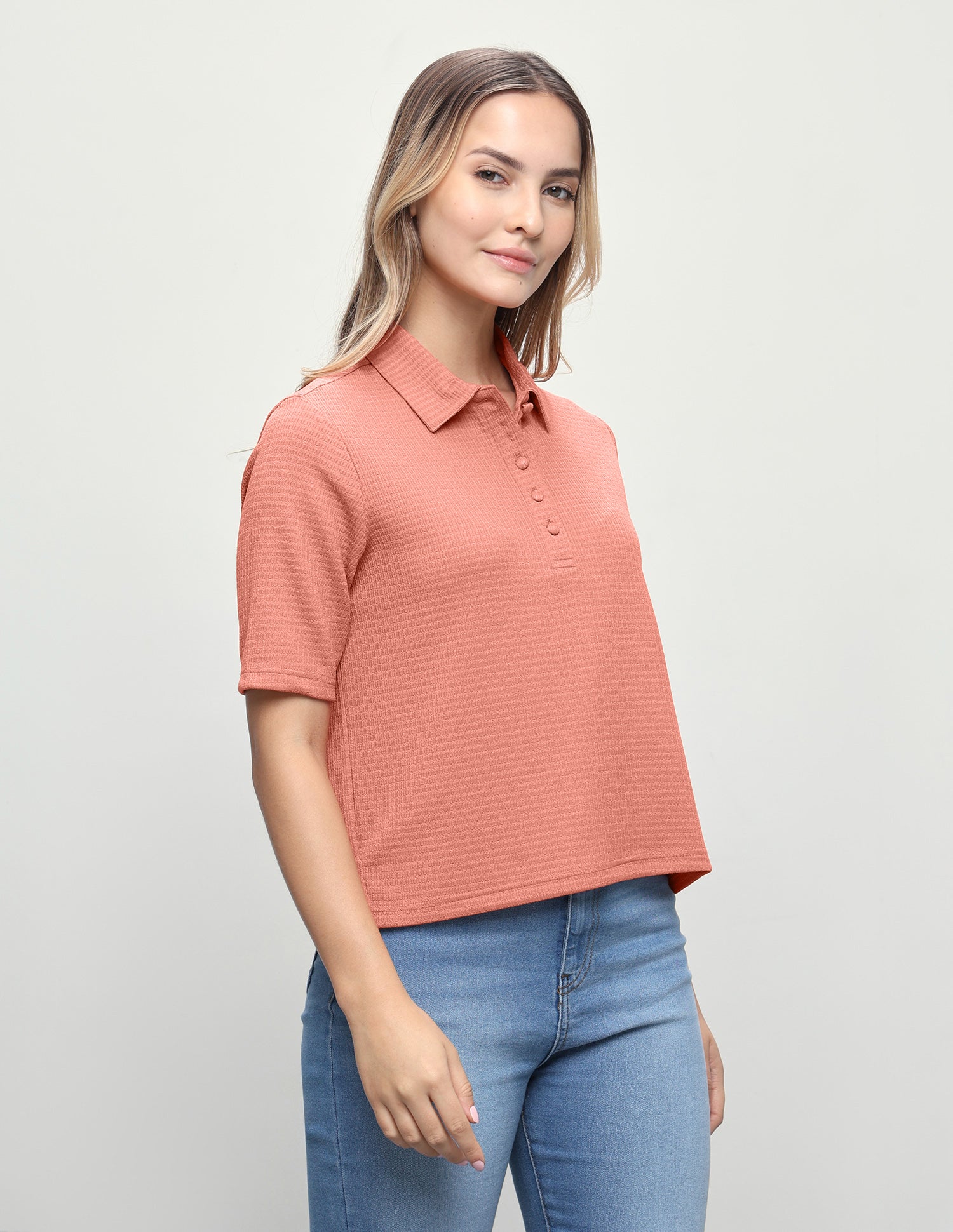 Textured Relaxed Fit Polo Shirt Peach - U.S. Polo Assn. India | Large