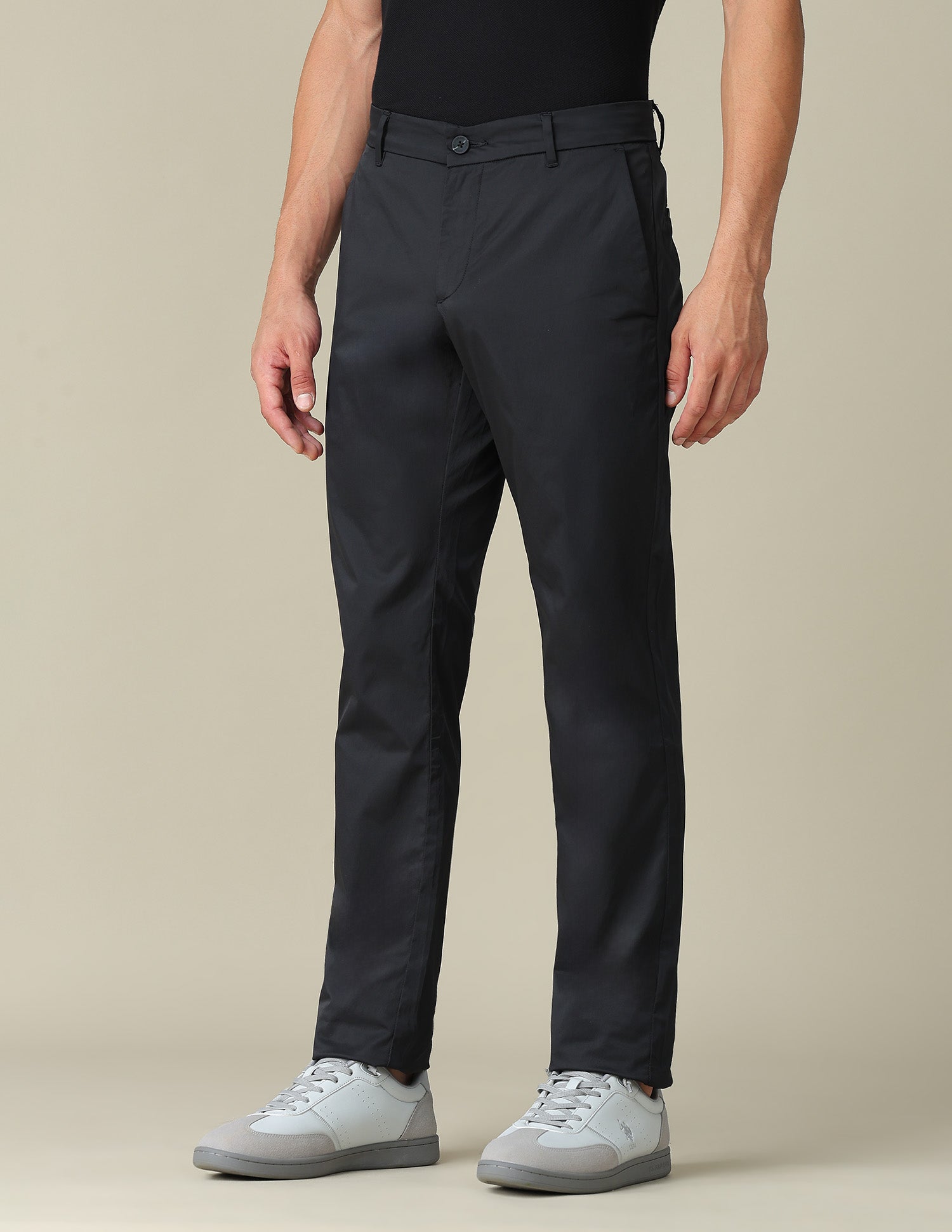 Solid Denver Slim Fit Trousers Black - U.S. POLO ASSN. | Large