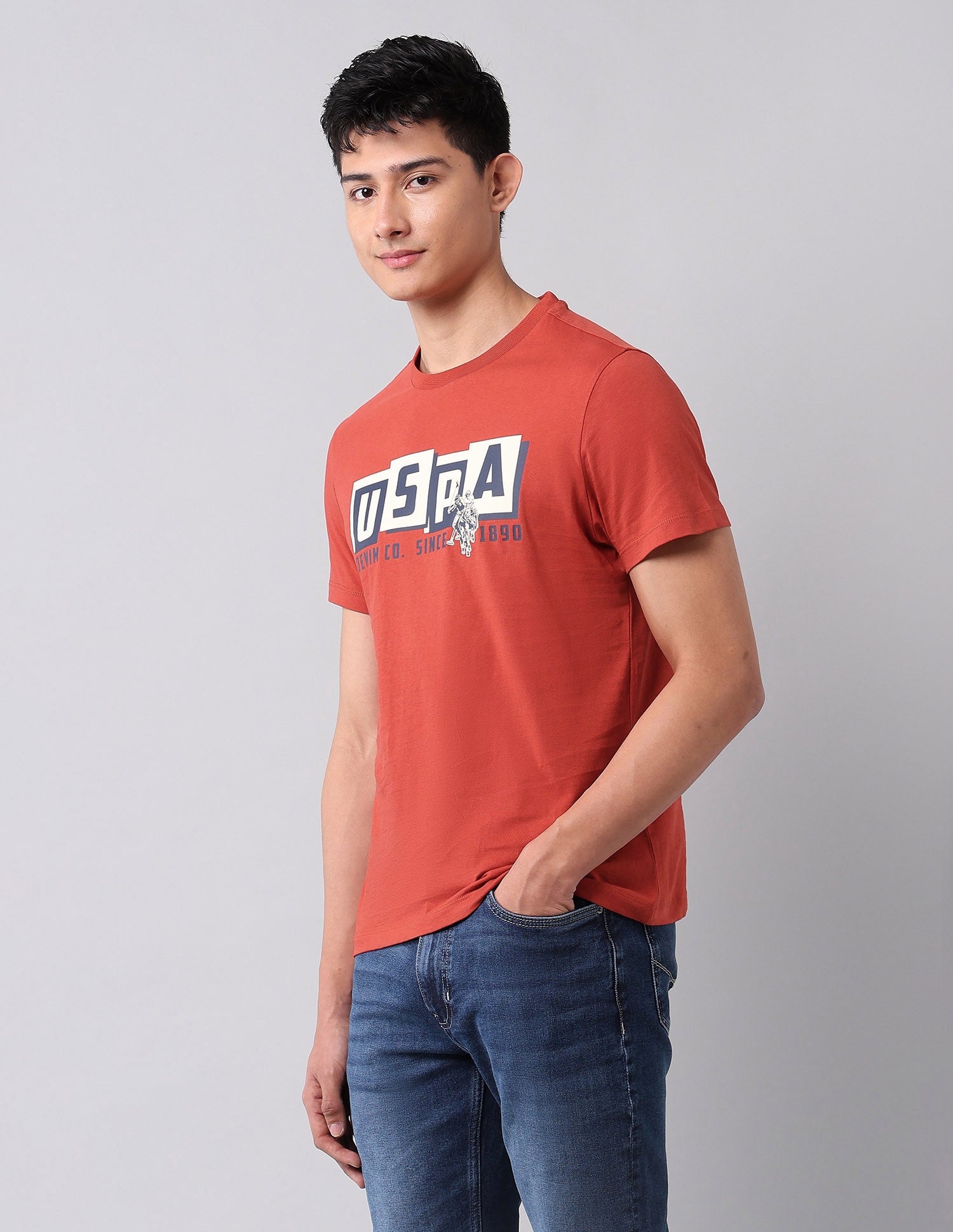 Brand Printed Muscle Fit T-Shirt Red - U.S. Polo Assn. India | Large