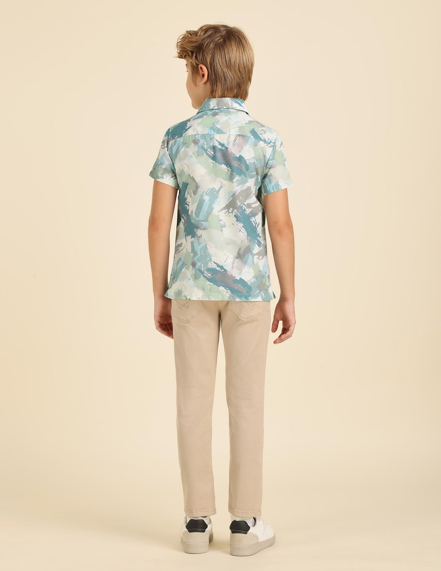 Boys Regular Fit Abstract Printed Shirt Green - U.S. POLO ASSN. | Large