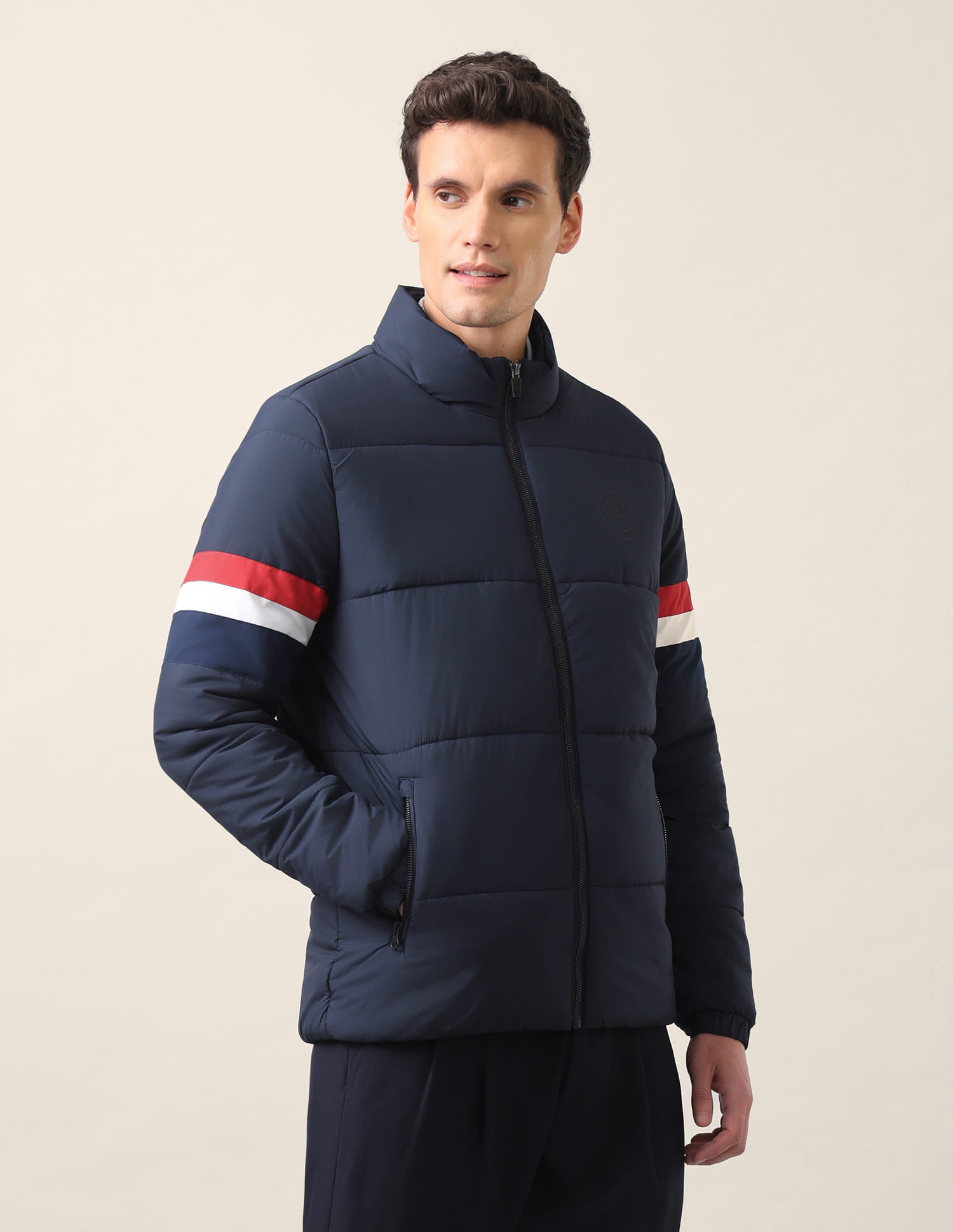 Solid High Neck Jacket Navy - U.S. Polo Assn. India | Large