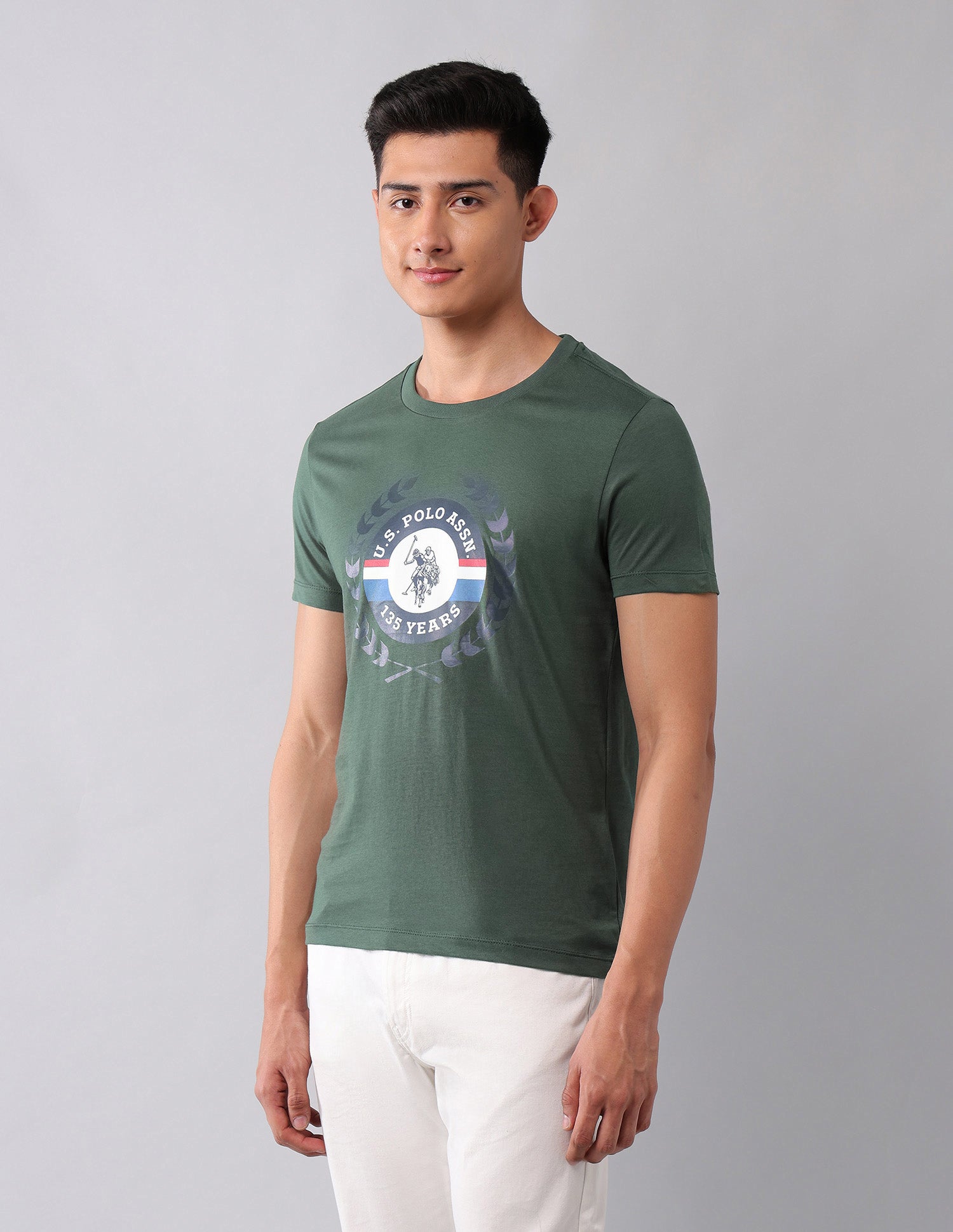 Pure Cotton Brand Printed T-Shirt Olive - U.S. Polo Assn. India | Large