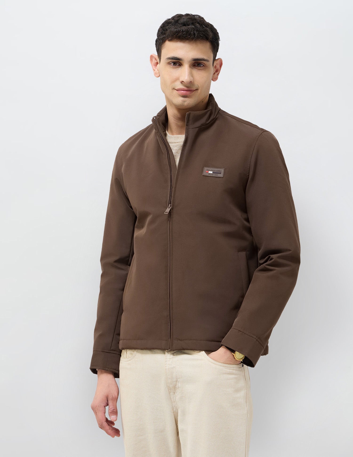 Solid Regular Fit Jacket Dark Brown - U.S. POLO ASSN. | Large