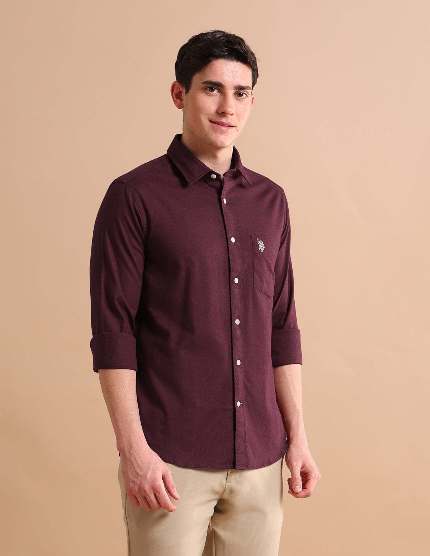 Stretchy Twill Shirt Maroon - U.S. POLO ASSN. | Large