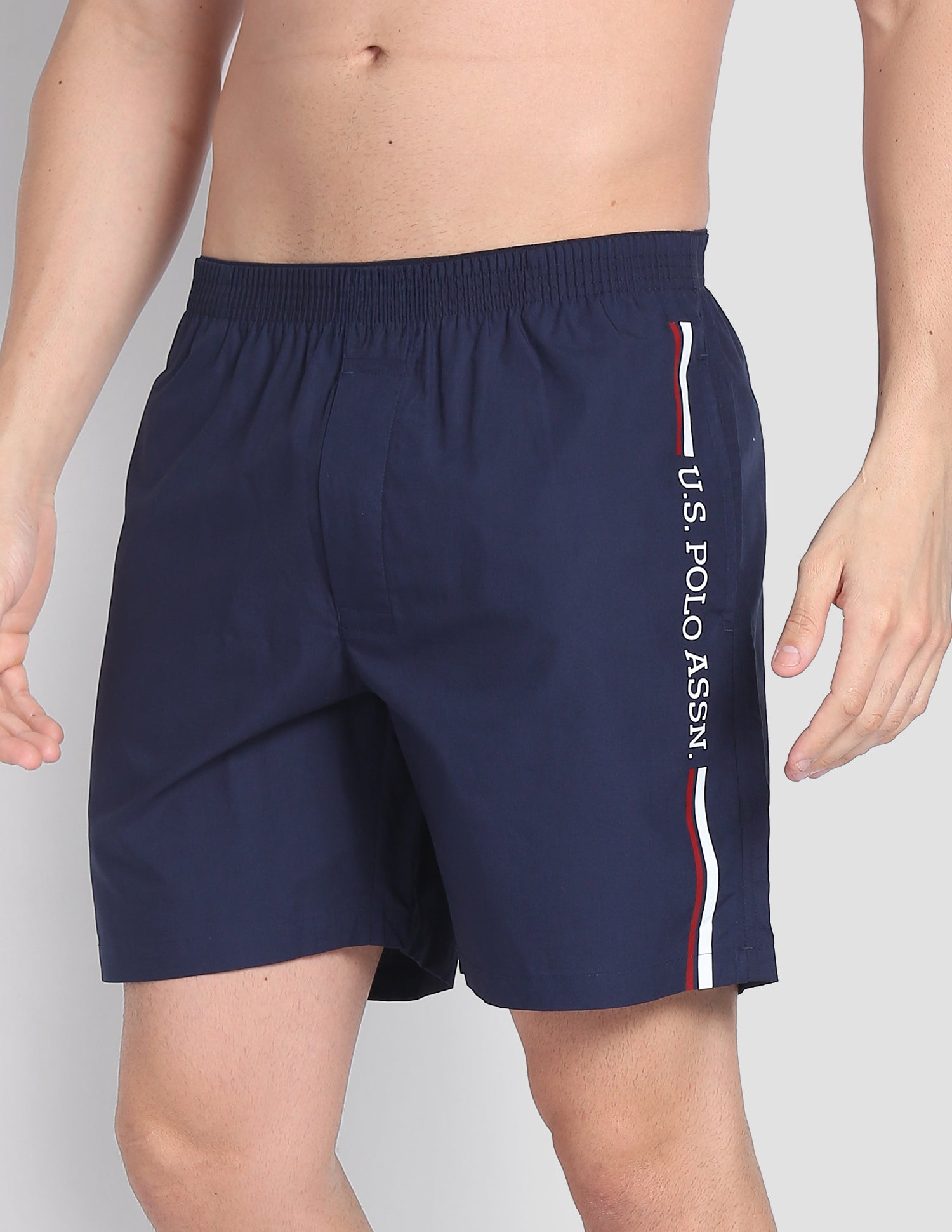 Brand Stripe Dual Pocket IYAX Boxers - Pack Of 1 Navy - U.S. POLO ASSN. | Large