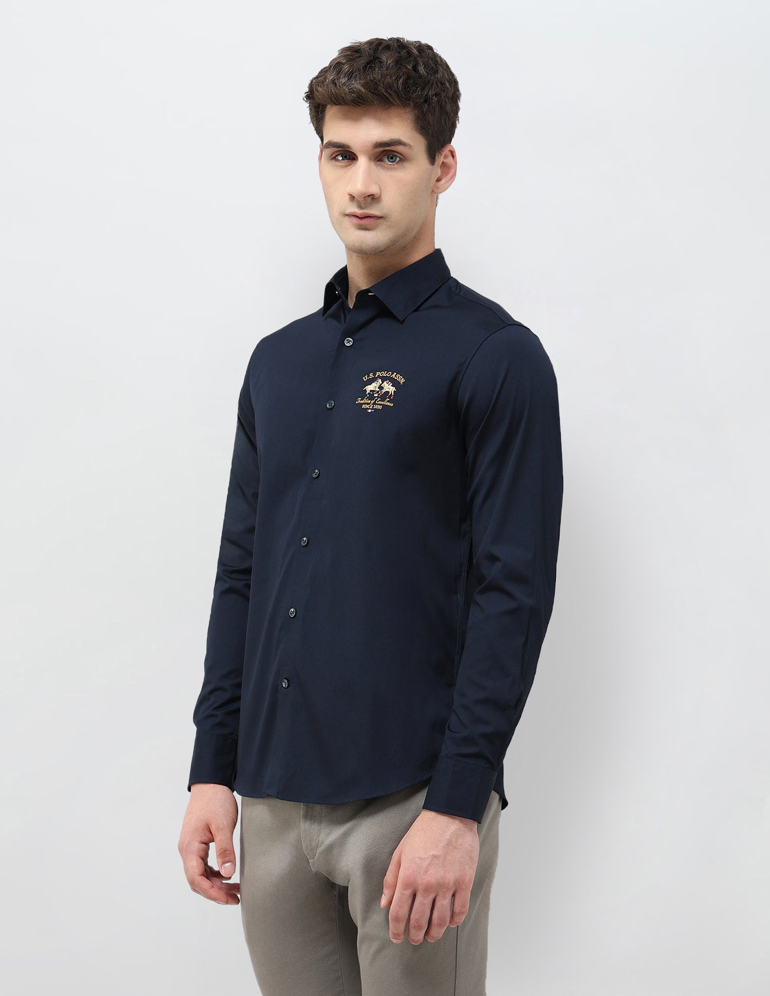 Tailored Fit Solid Shirt Navy - U.S. POLO ASSN. | Large