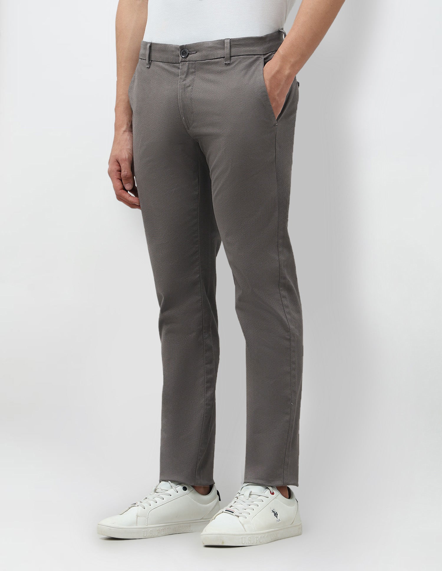 Textured Satin Trousers Charcoal - U.S. POLO ASSN. | Large