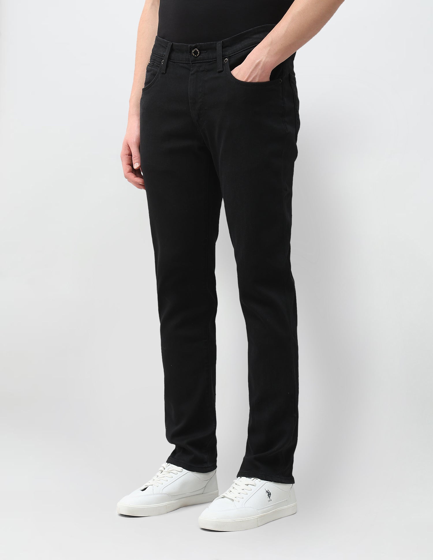Brandon Slim Tapered Fit Black Jeans Black - U.S. Polo Assn. India | Large