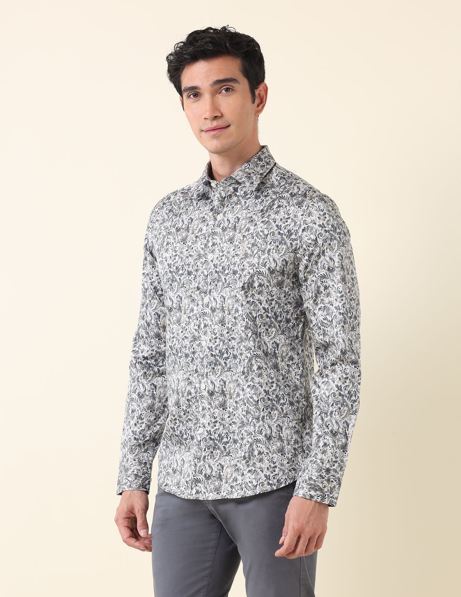 All Over Printed Tailored Fit Shirt Grey - U.S. Polo Assn. India | Large