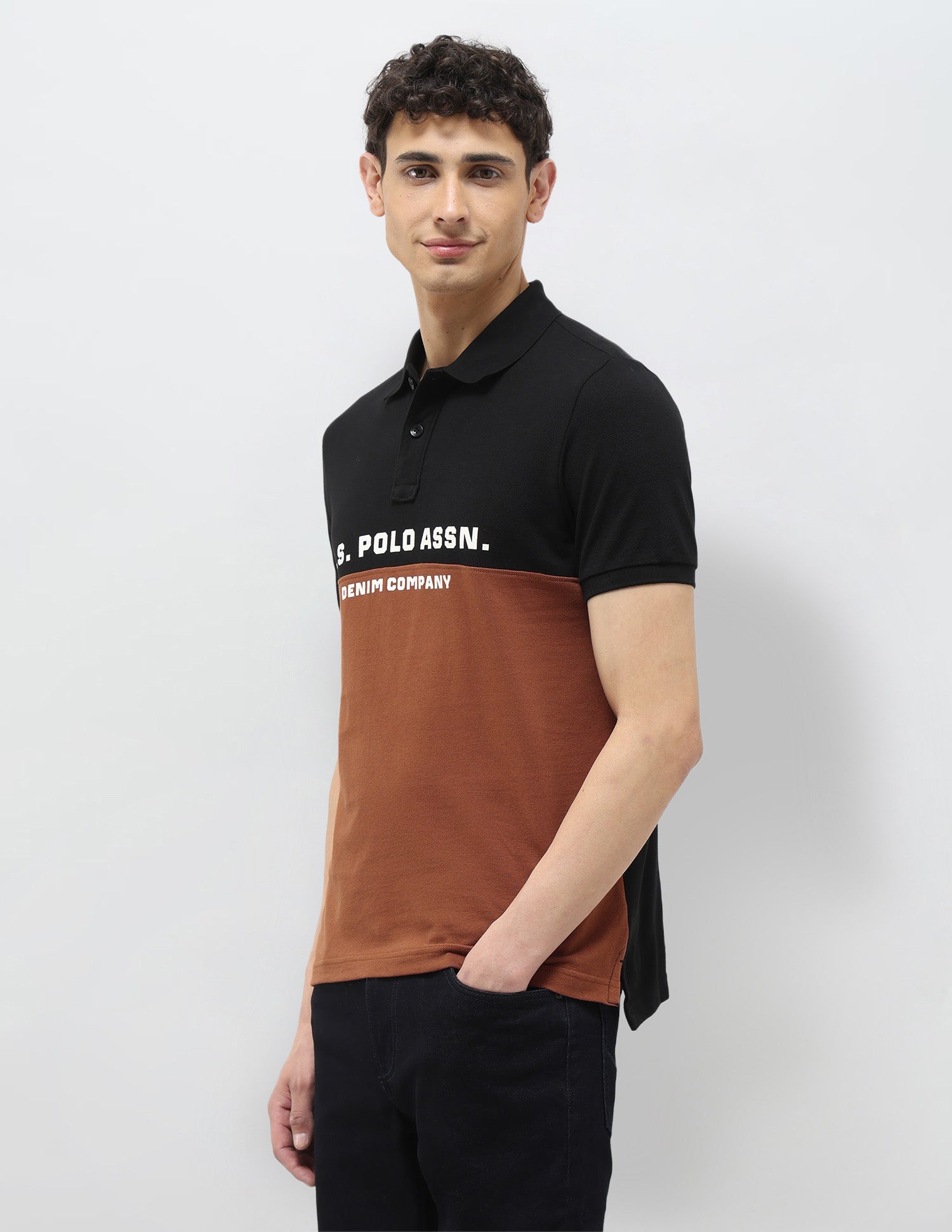 Colourblocked Muscle Fit Polo Shirt Black - U.S. POLO ASSN. | Large