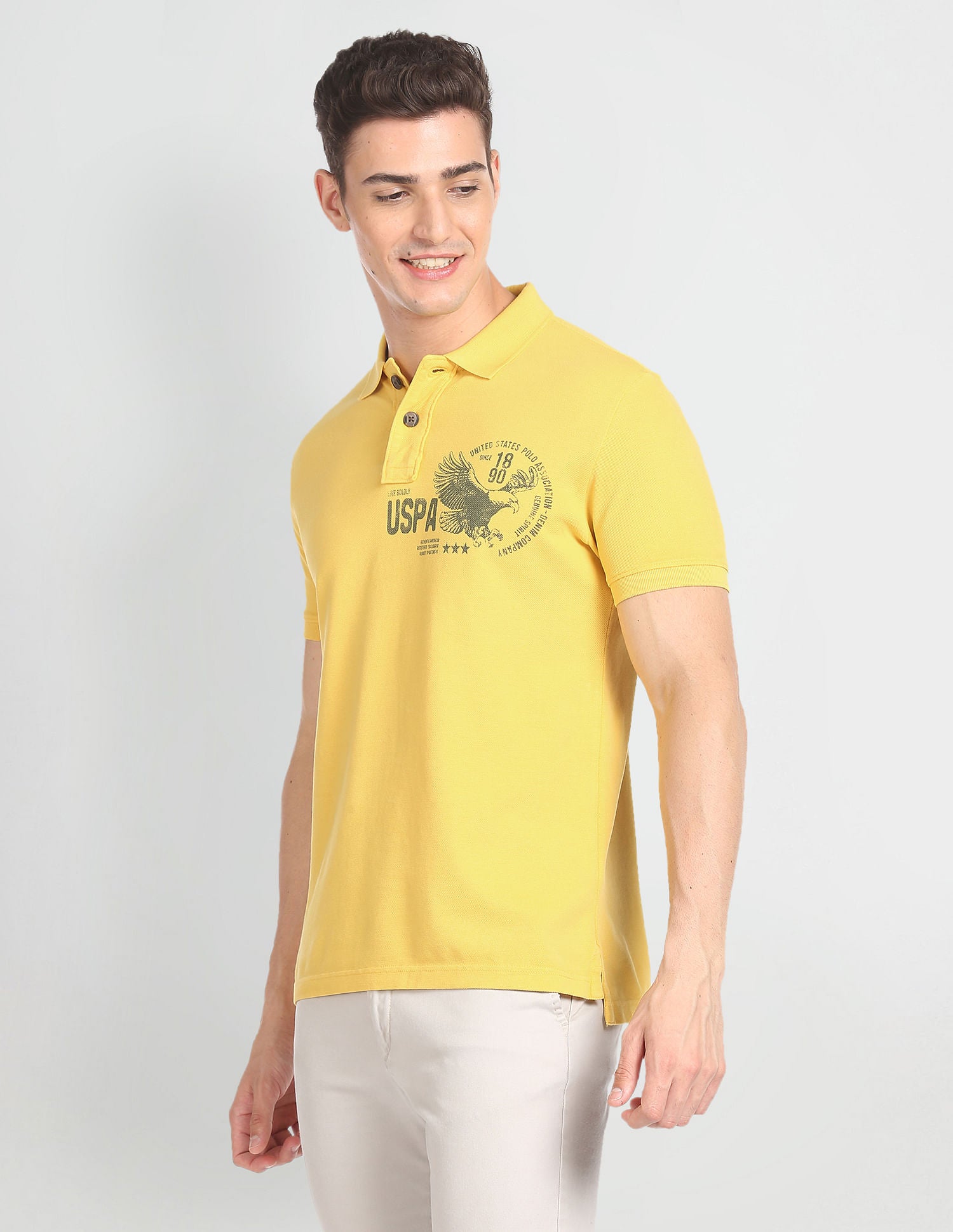 Logo Cotton Polo Shirt Mustard - U.S. POLO ASSN. | Large
