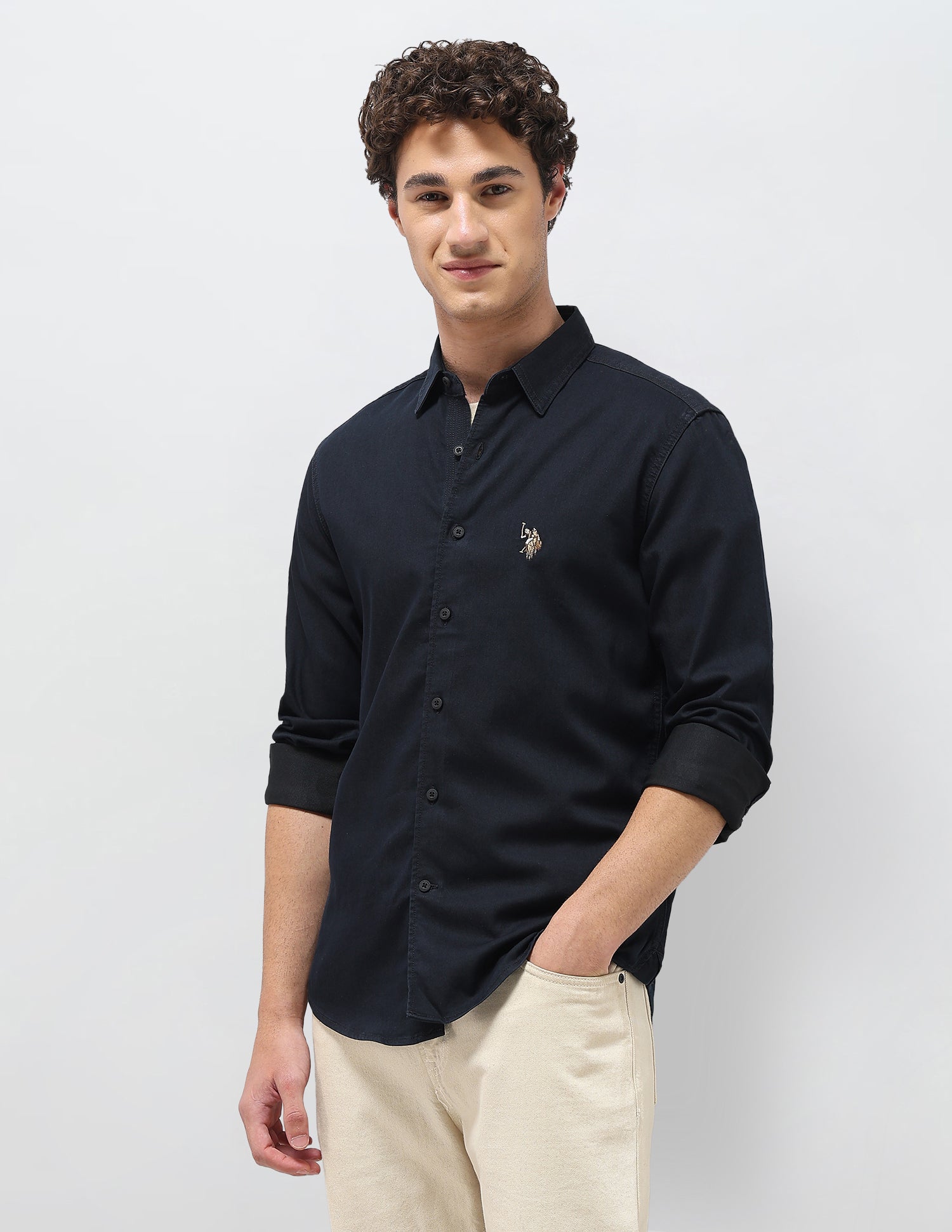 Regular Fit Twill Shirt Dark Indigo - U.S. Polo Assn. India | Large