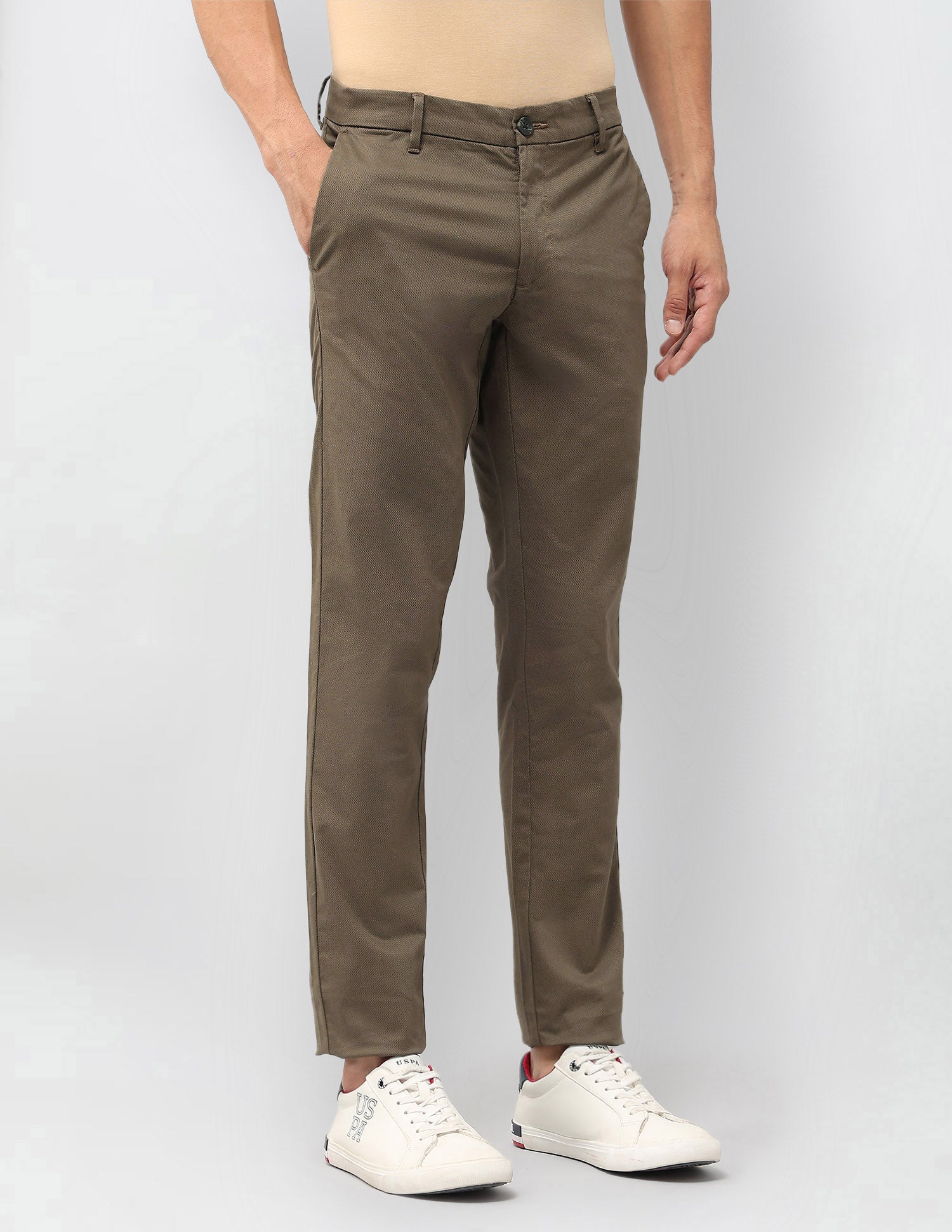 Austin Slim Fit Satin Trousers Brown - U.S. POLO ASSN. | Large