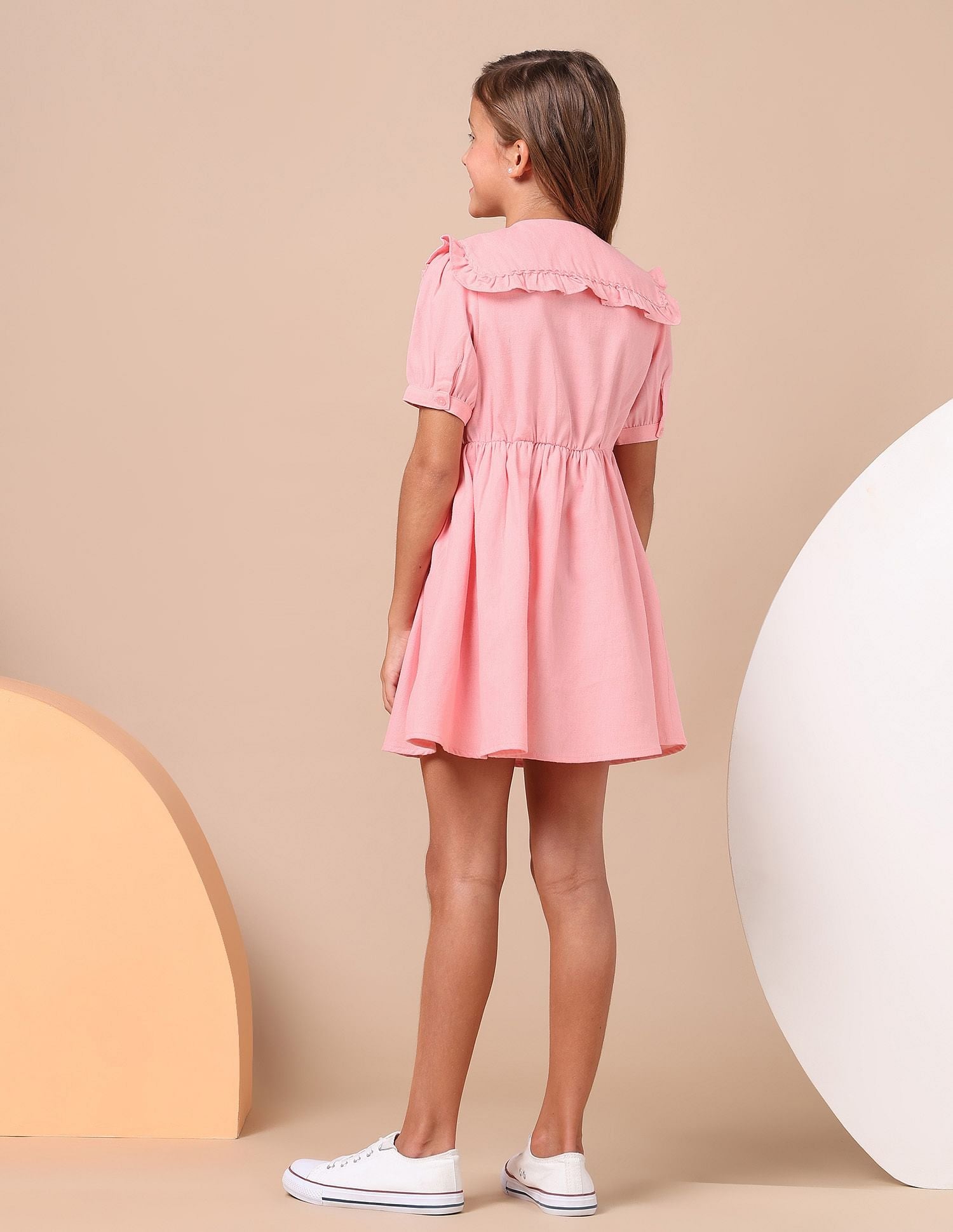 Girls Cape Collar Solid Mini Dress Light Pink - U.S. POLO ASSN. | Large