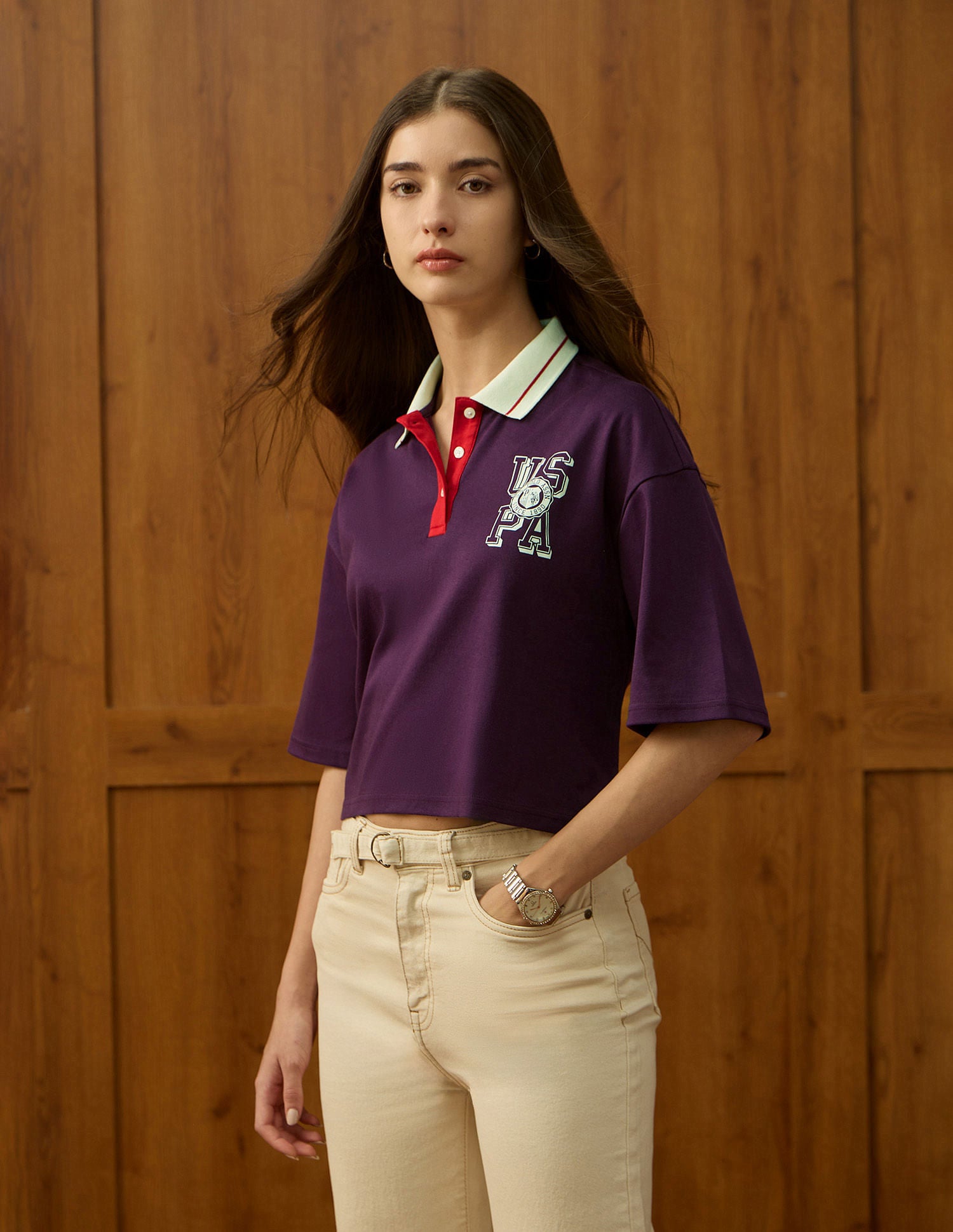 Oversized Fit Solid Polo Shirt Wine - U.S. POLO ASSN. | Large