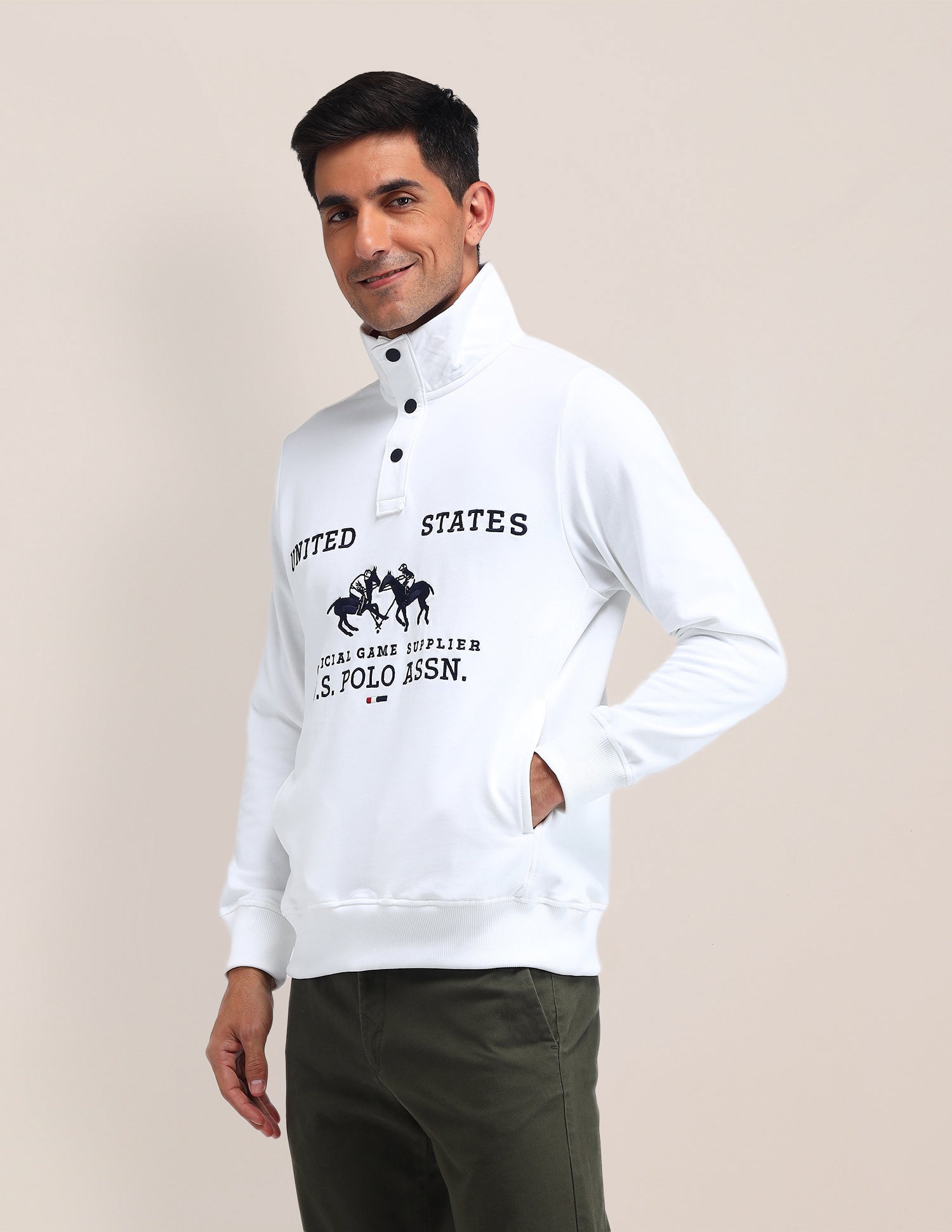 Brand Printed Regular Fit Sweatshirt White - U.S. POLO ASSN. | Large