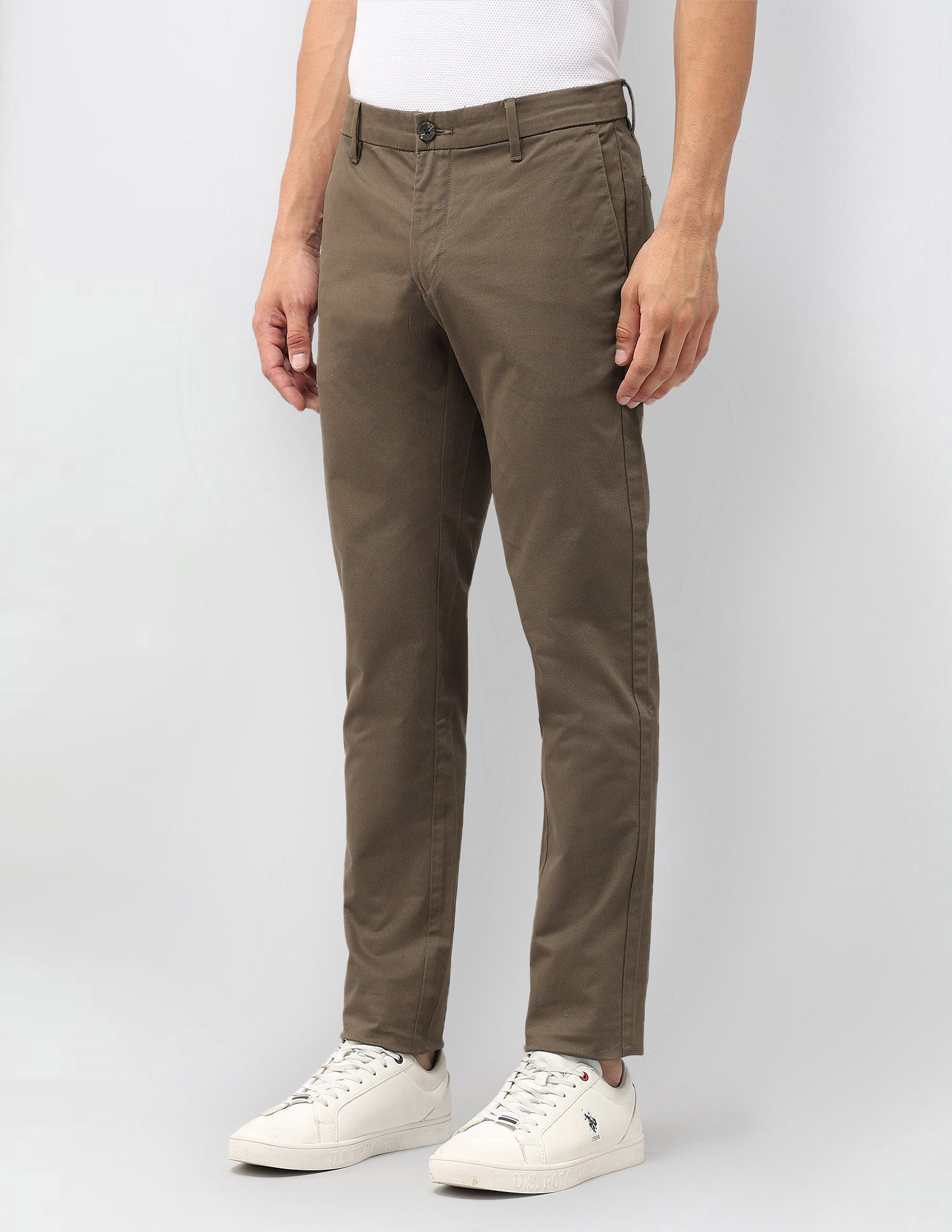 Denver Slim Fit Satin Trousers Brown - U.S. POLO ASSN. | Large