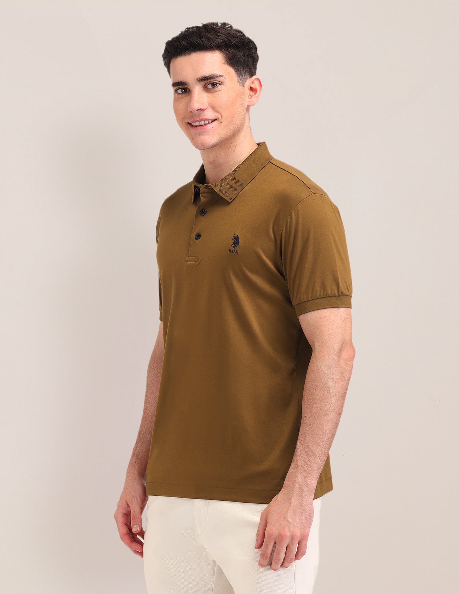 Slim Fit Cotton Polo Shirt Gold - U.S. Polo Assn. India | Large