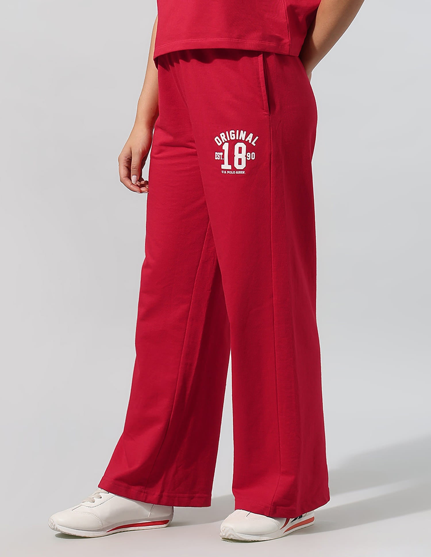 High Waist Wide Leg Trousers Red - U.S. Polo Assn. India | Large