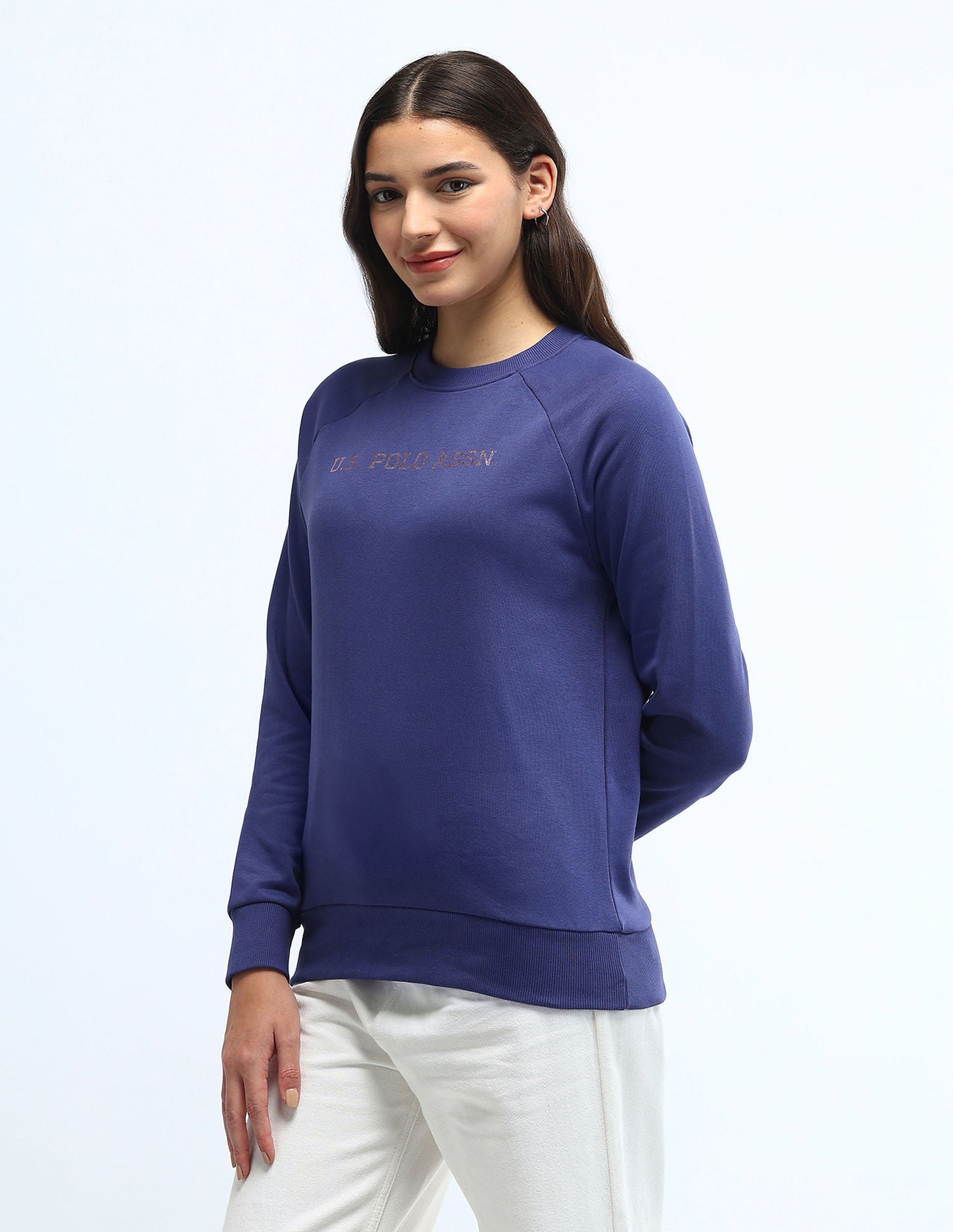 Foil Print Logo Sweatshirt Blue - U.S. POLO ASSN. | Large