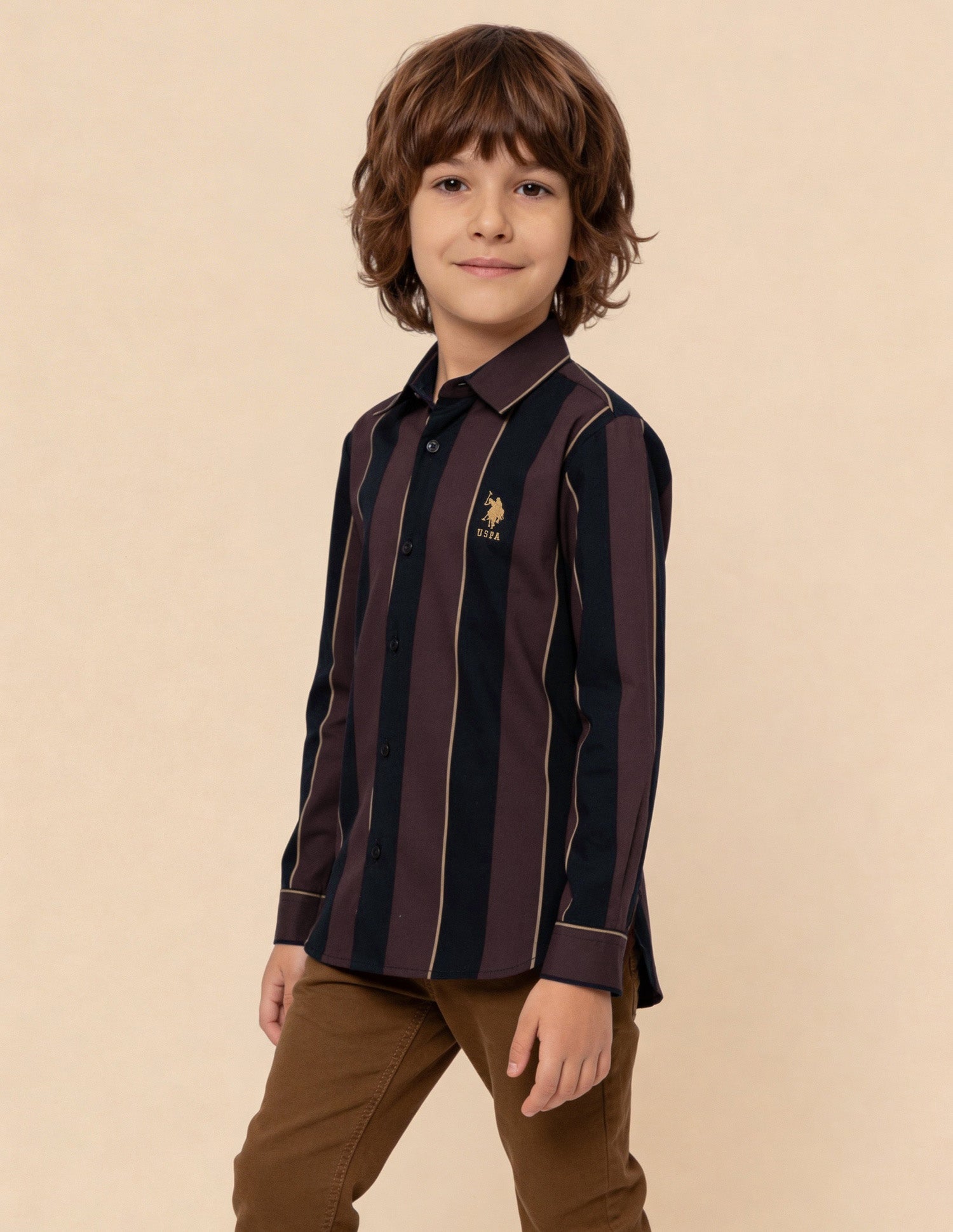 Vertical Striped Regular Fit Shirt Maroon - U.S. Polo Assn. India | Large